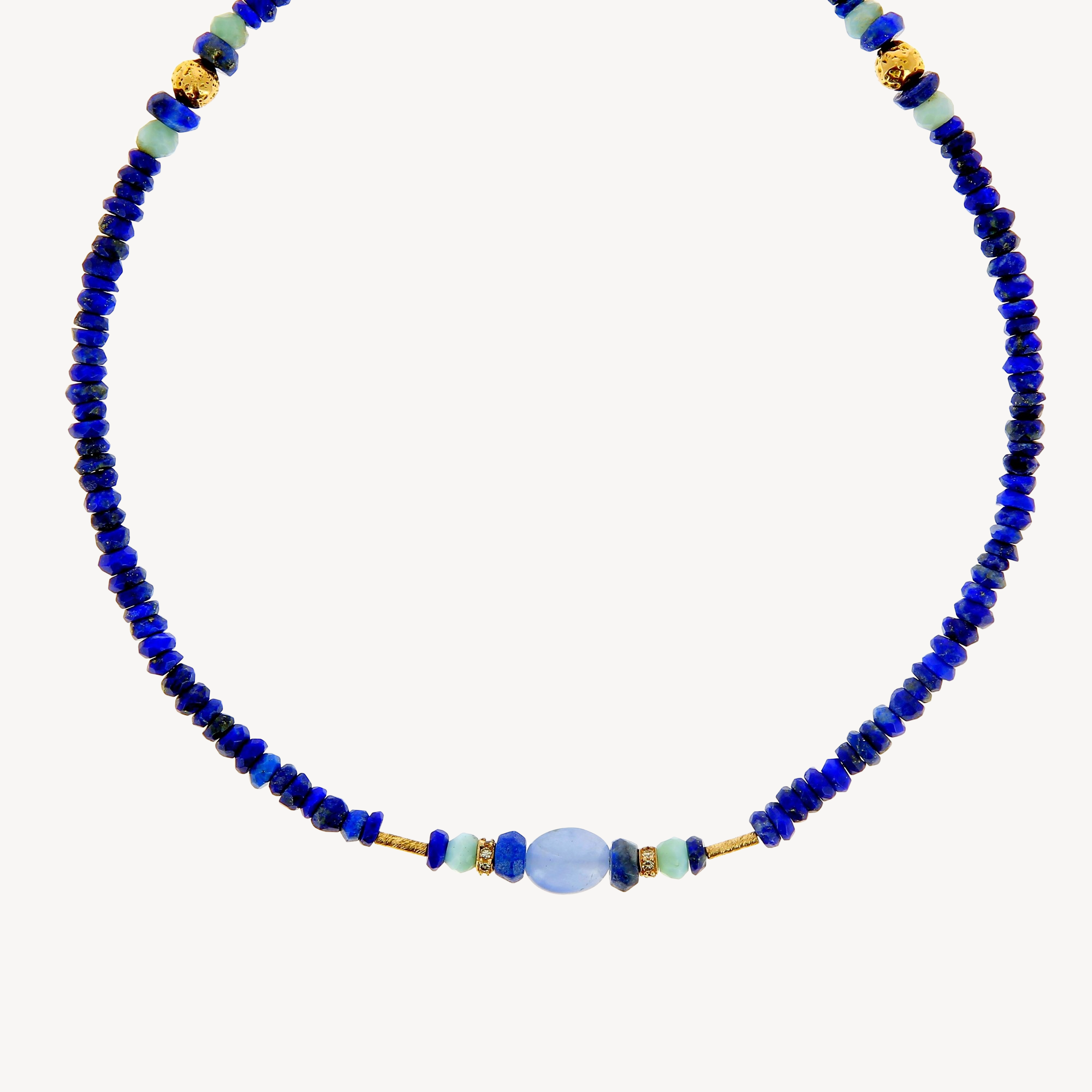 Lapis and calcite necklace