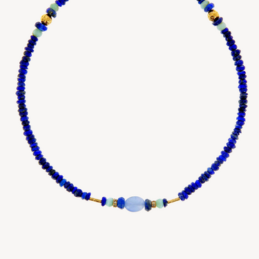 Lapis and calcite necklace