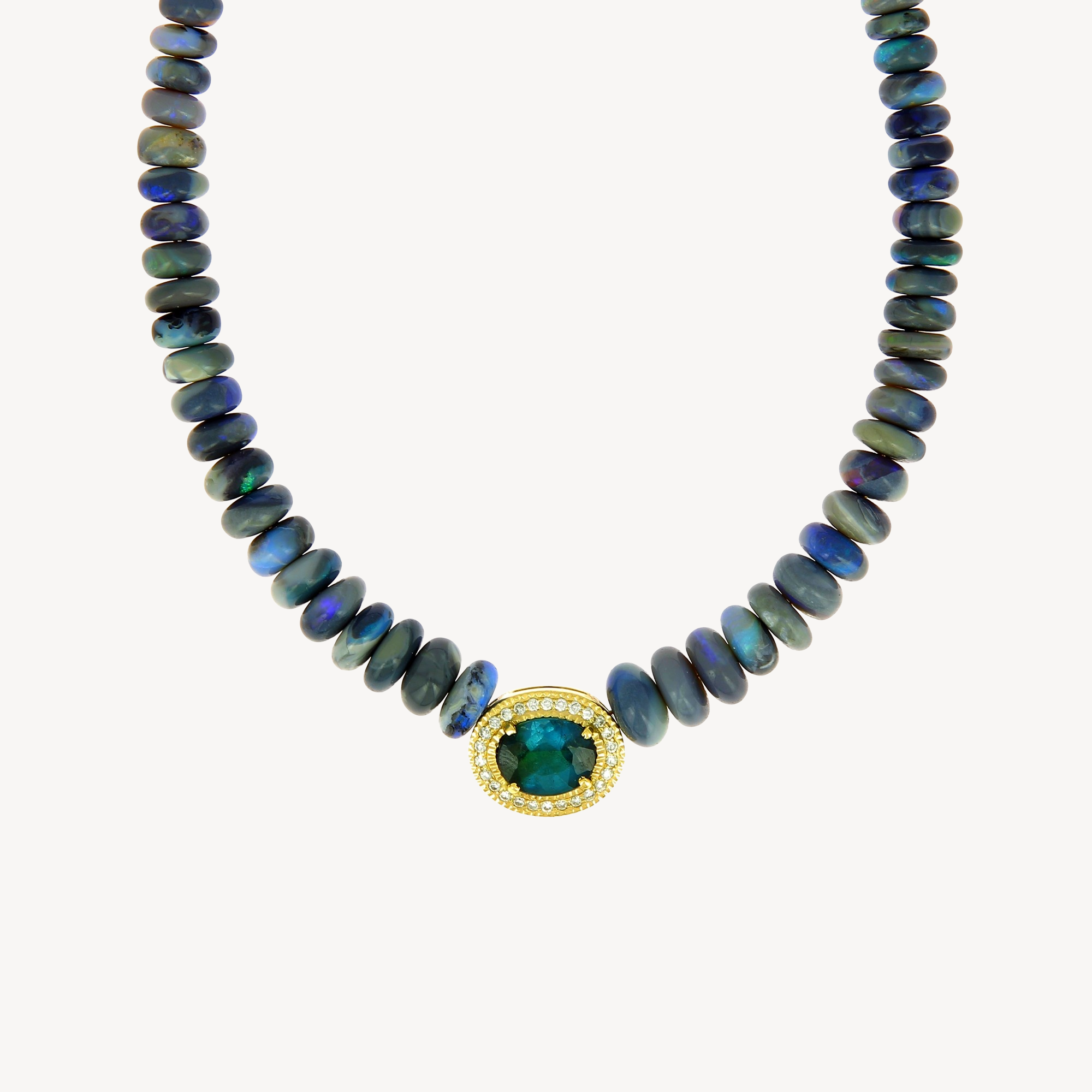 Blue tourmaline and blue opal necklace