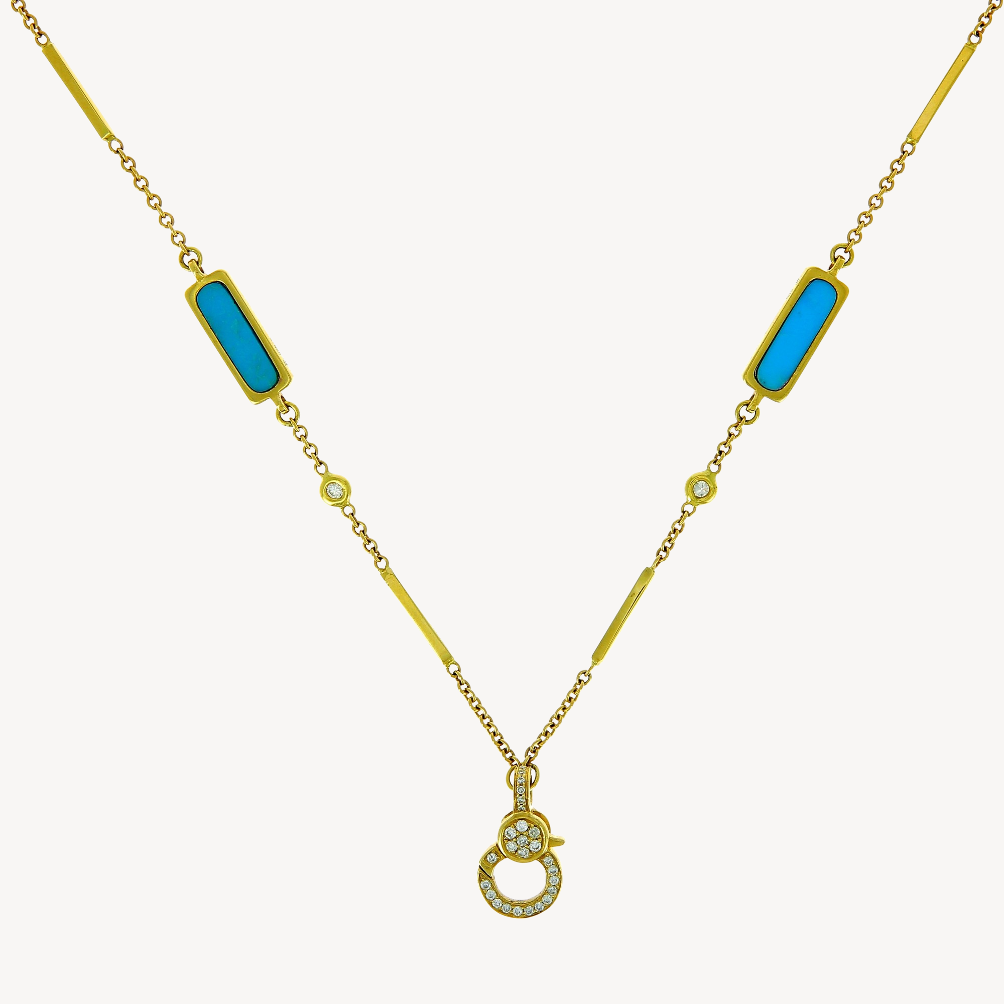 Rectangle turquoise necklace with charm clip