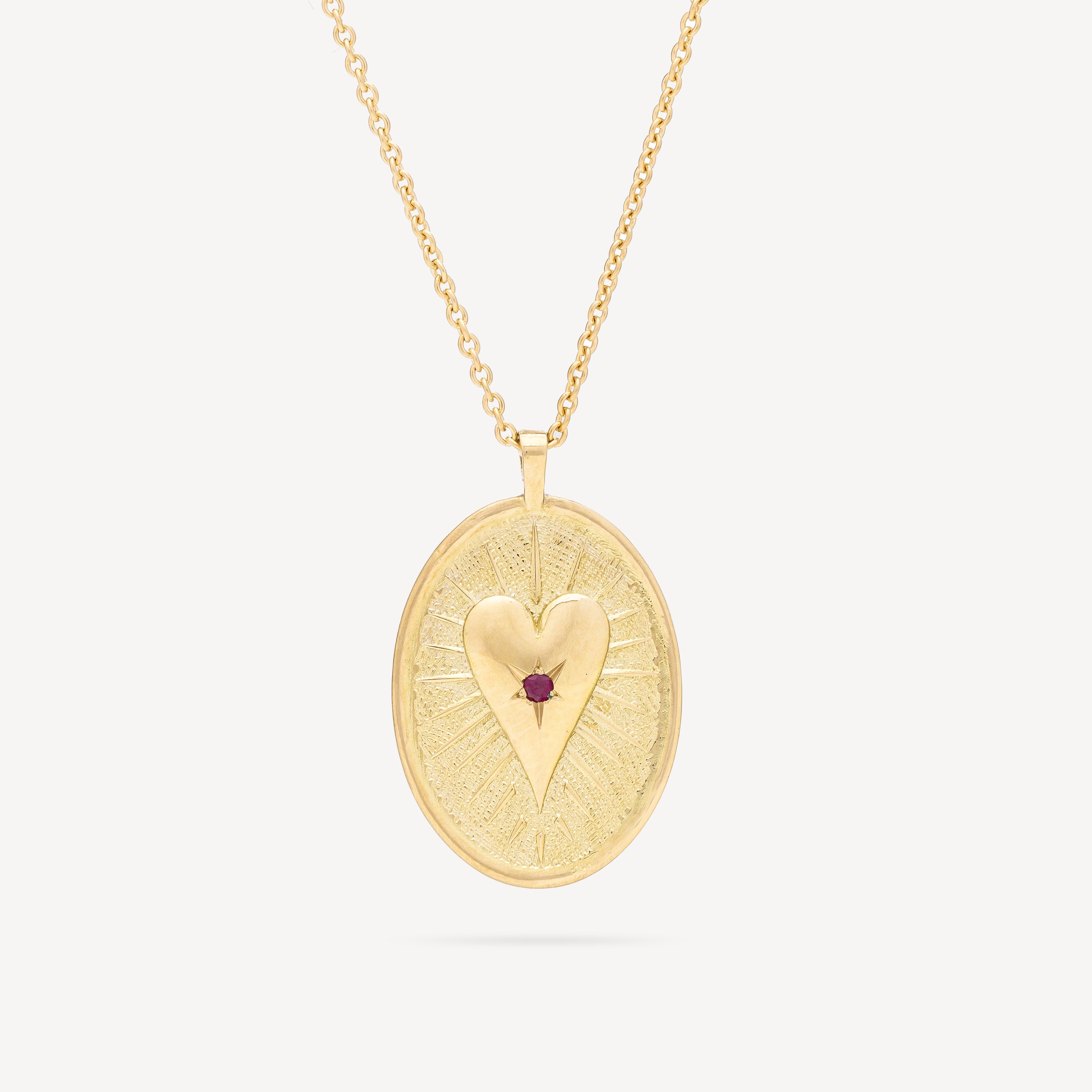 Oval Dracones Ruby Yellow Gold Necklace