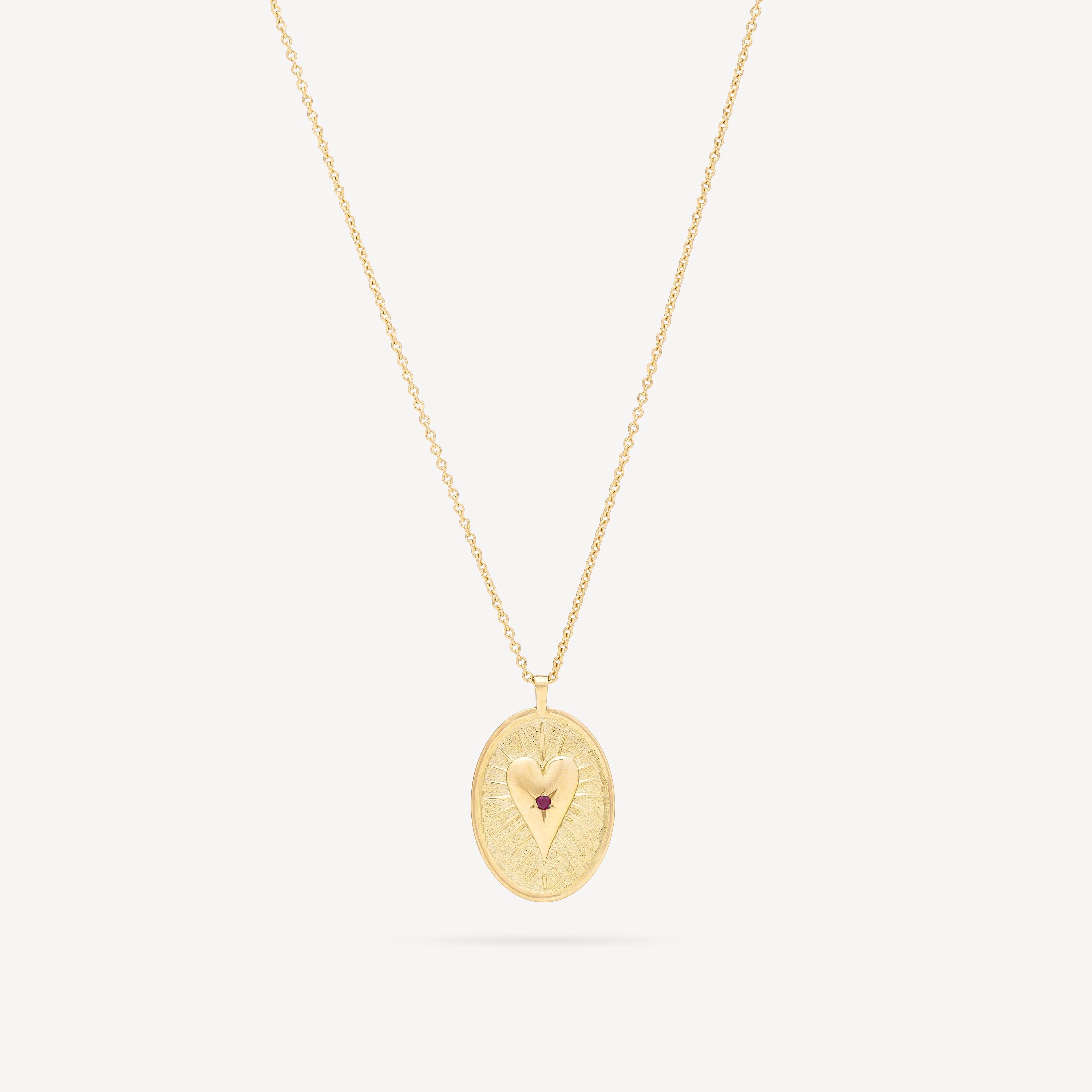 Oval Dracones Ruby Yellow Gold Necklace