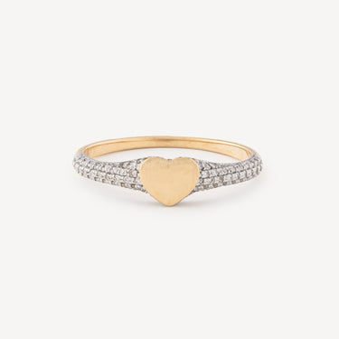 Diamonds Gold Heart Stamp Ring