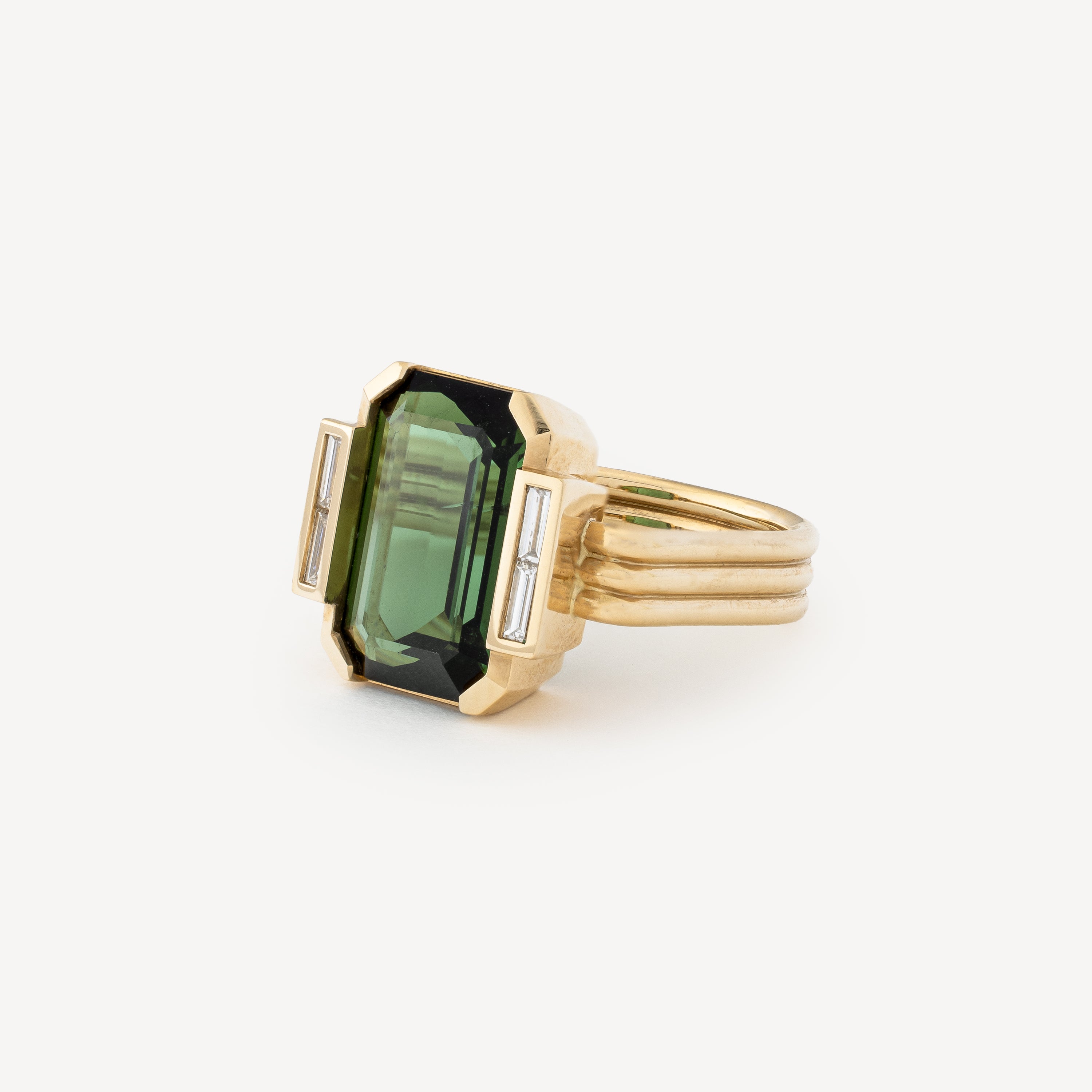 Green Tourmaline Pompidou Ring