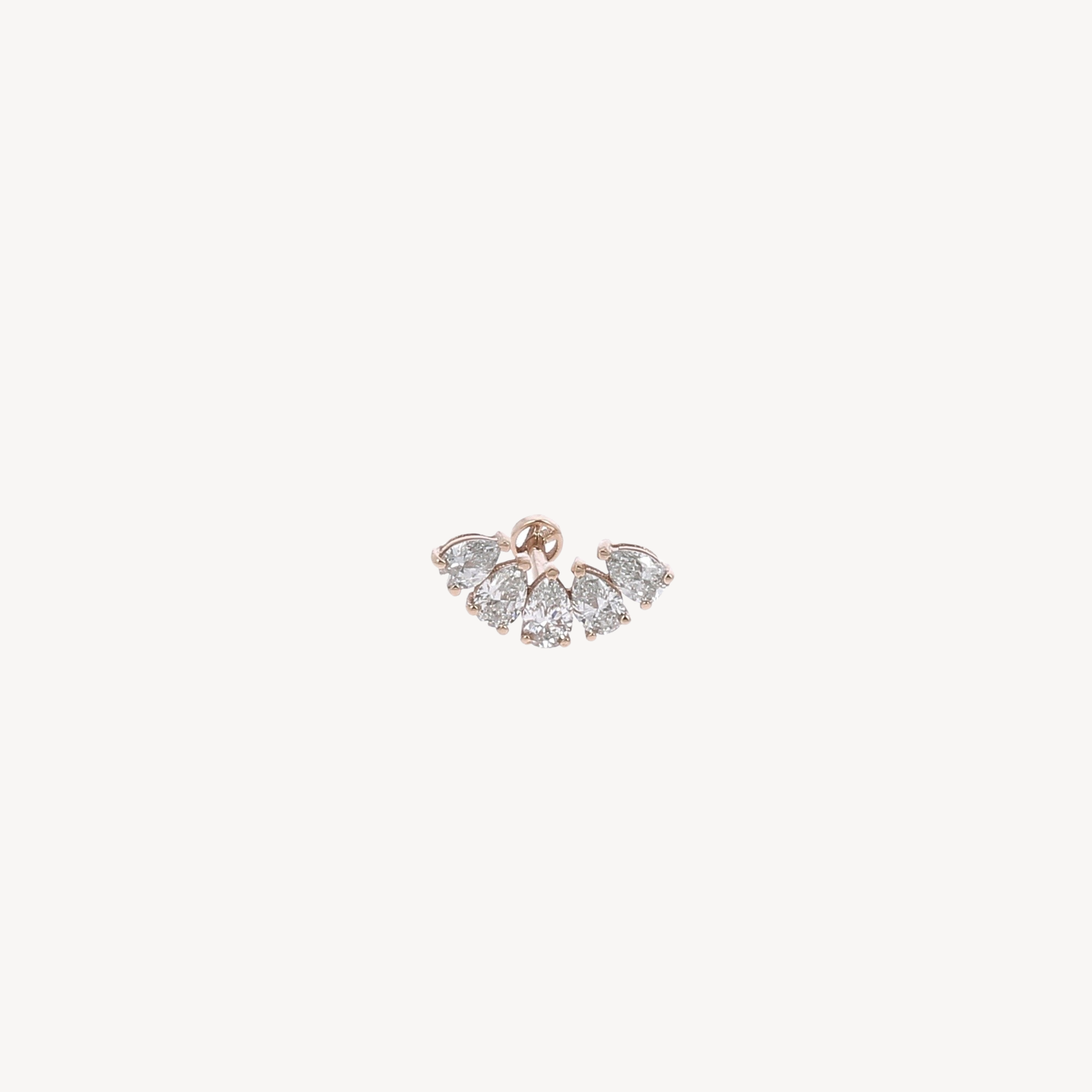 Earring Rose Gold Pear diamonds