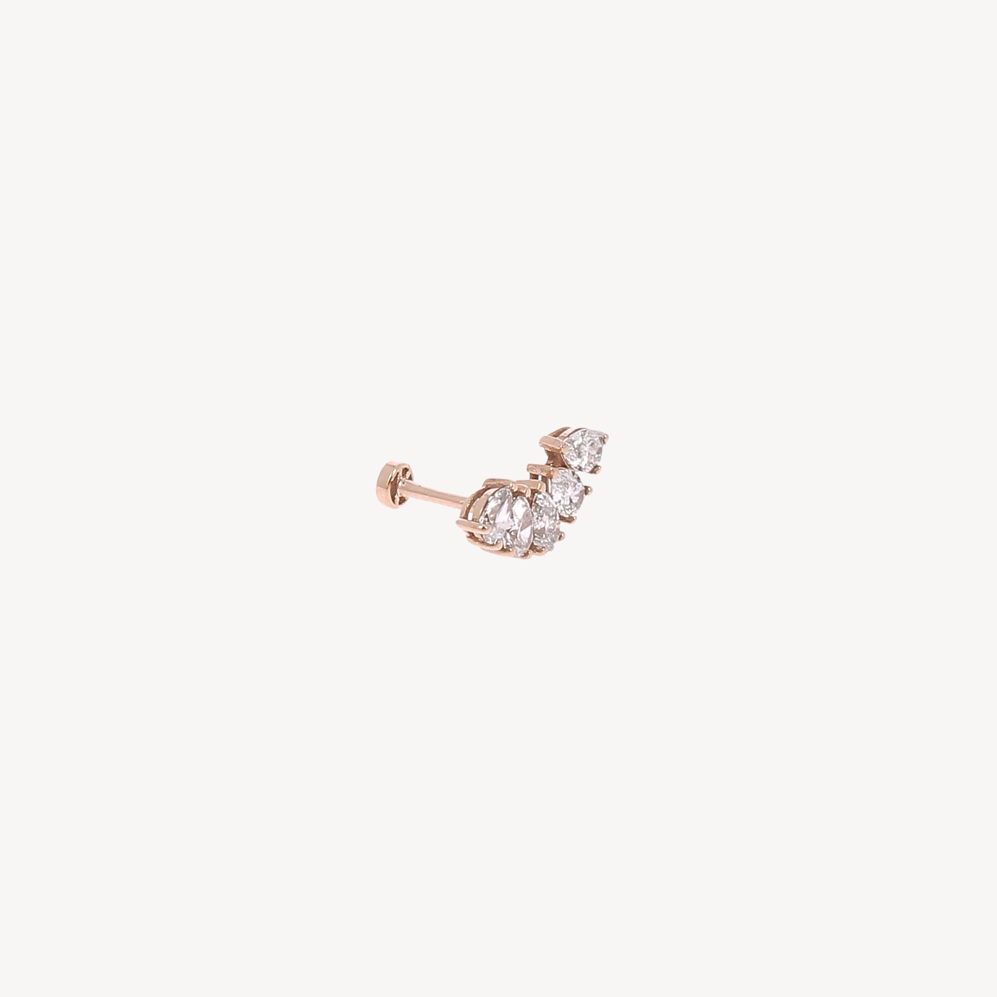 Earring Rose Gold Pear diamonds