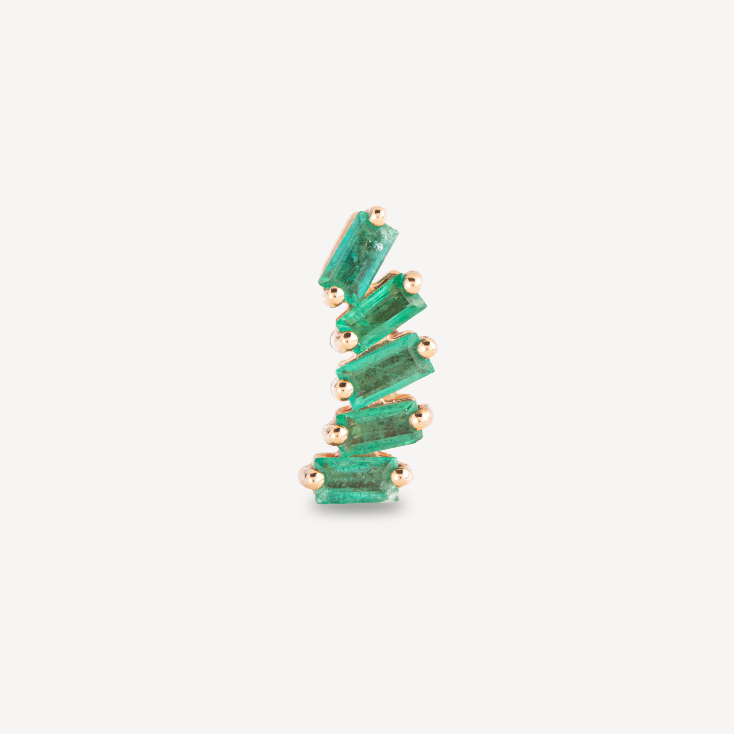 Piercing Stud 5 Baguettes Emerald Yellow Gold