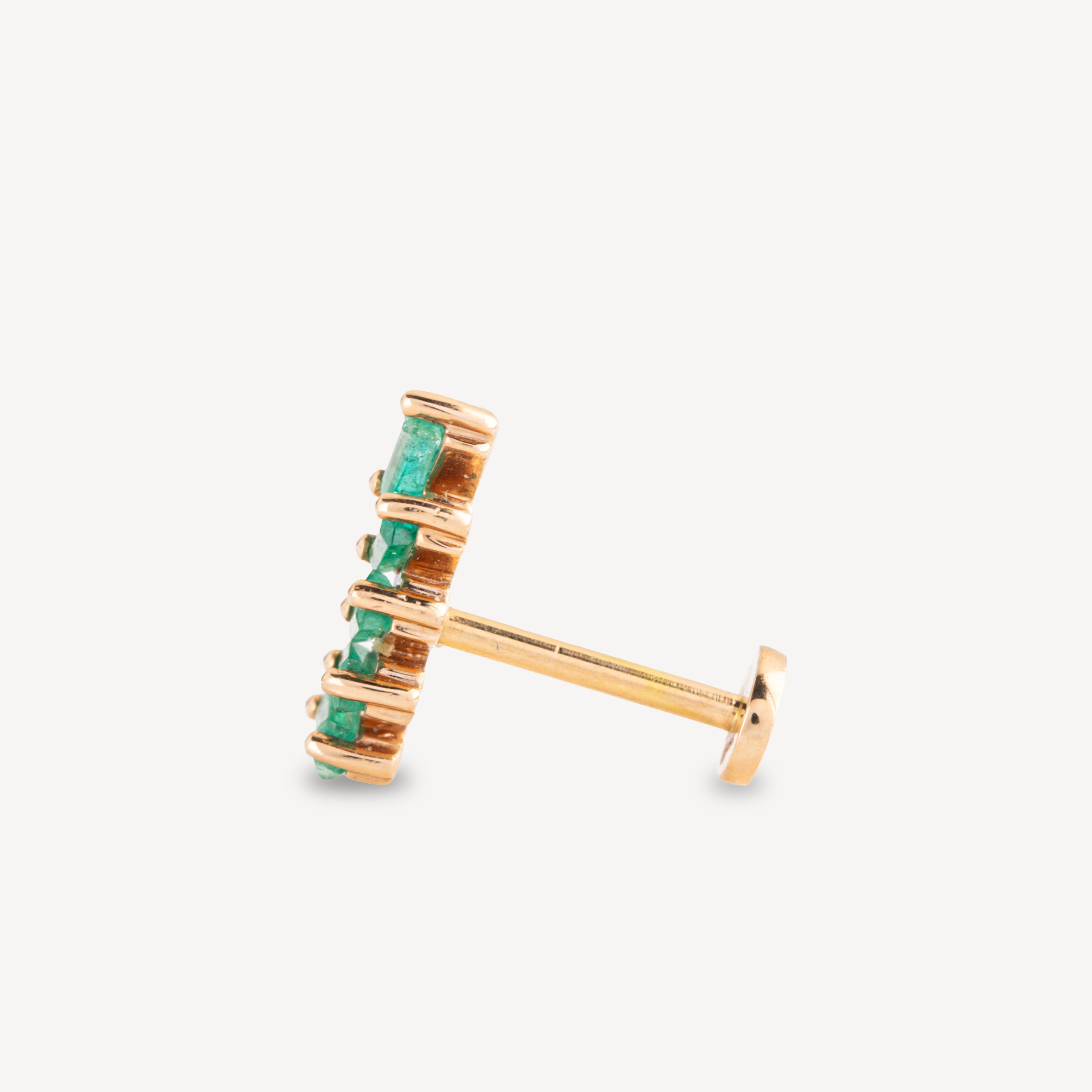 Piercing Stud 5 Baguettes Emerald Yellow Gold