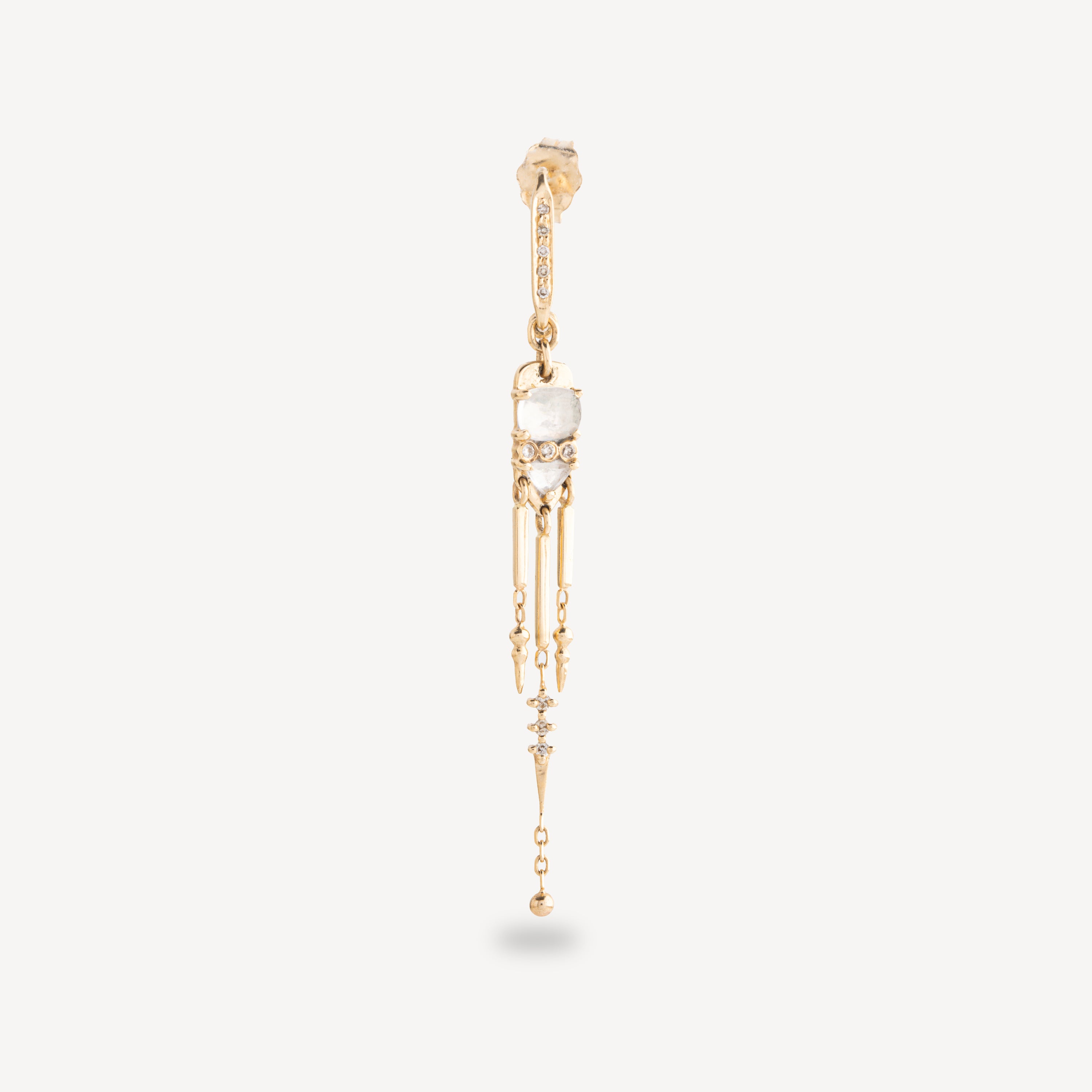 Moonstones and Diamonds Long Dangling earring