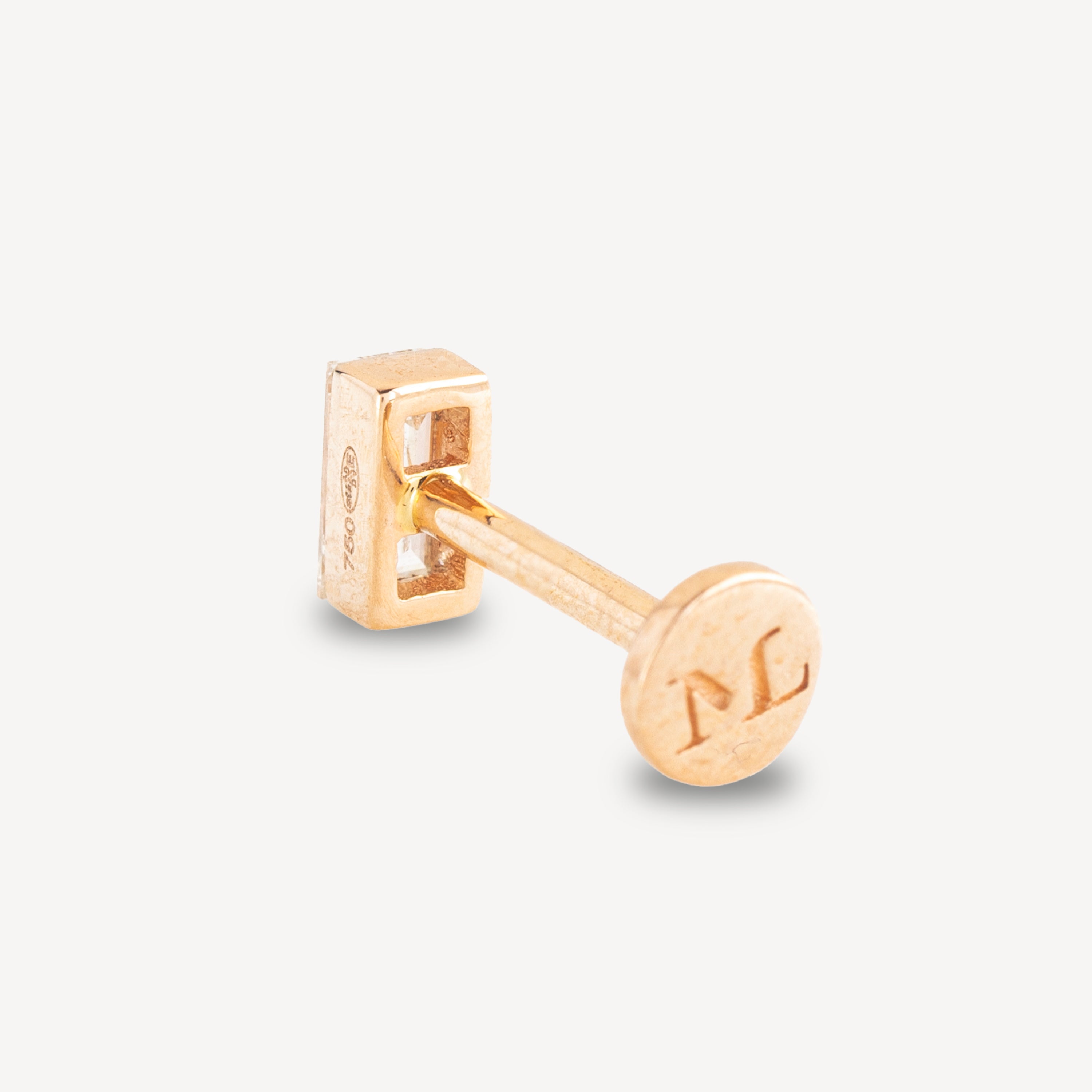 Piercing Stud Baguette Invisible Set 4 x 2mm Rose Gold