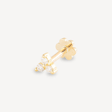 Stud Earring Diamond Trinity Threaded Yellow Gold