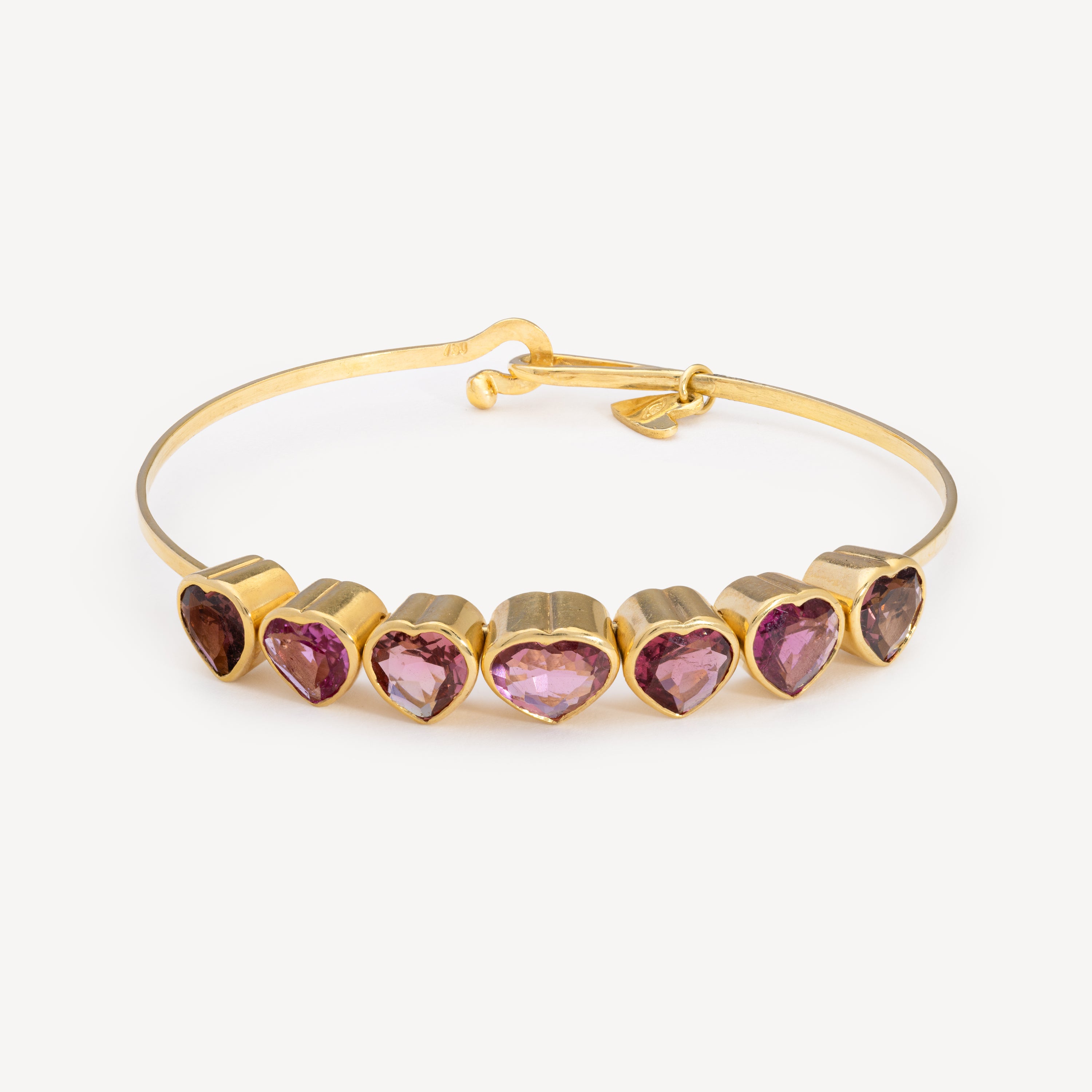 Pink Tourmaline Hearts Bracelet