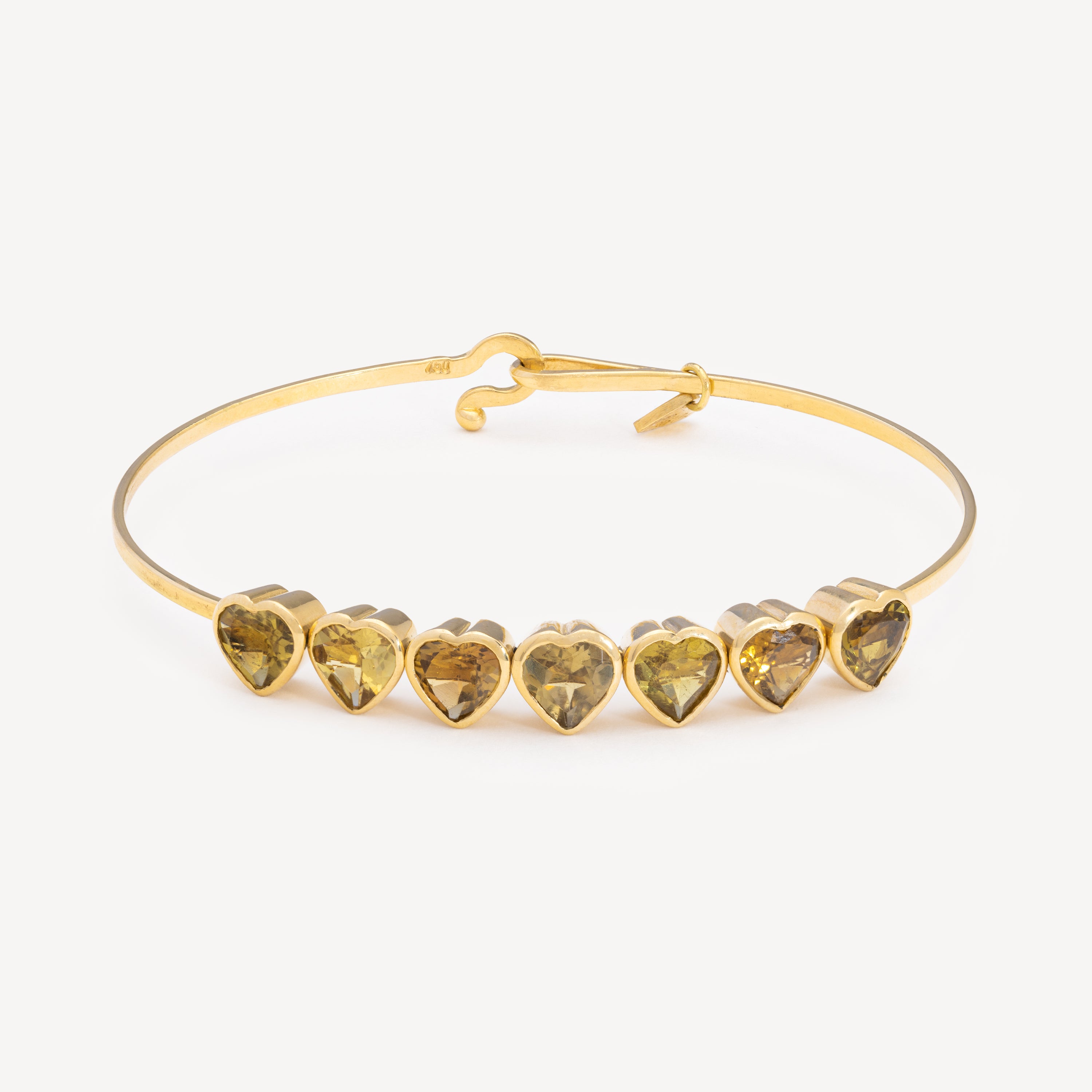 Yellow Tourmaline Hearts Bracelet