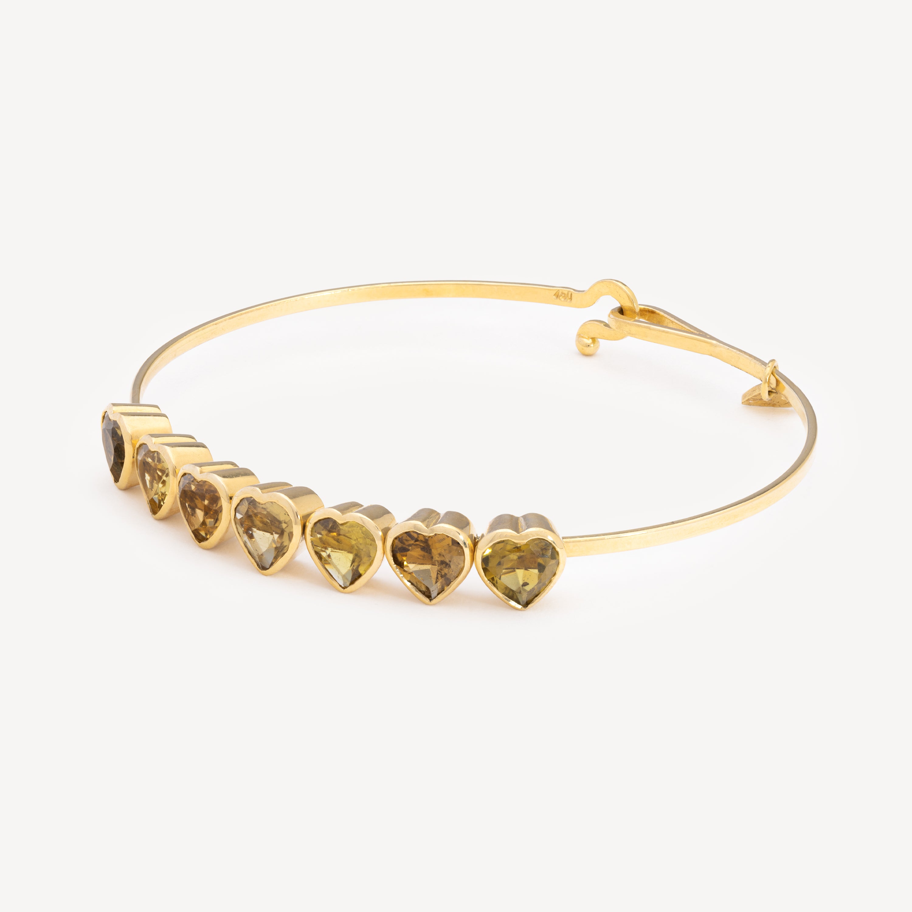 Yellow Tourmaline Hearts Bracelet