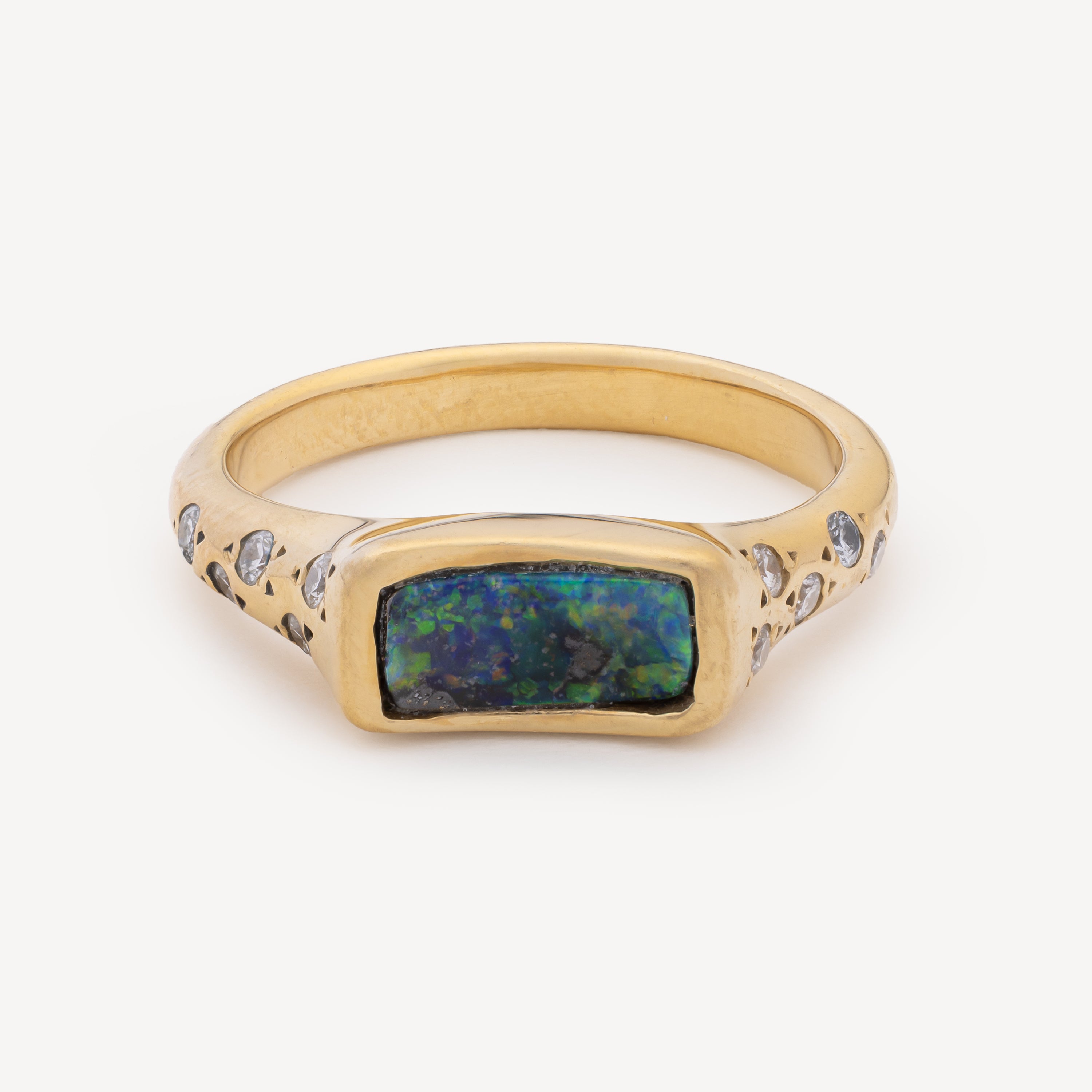 Celeste Curved Opal Diamonds Ring