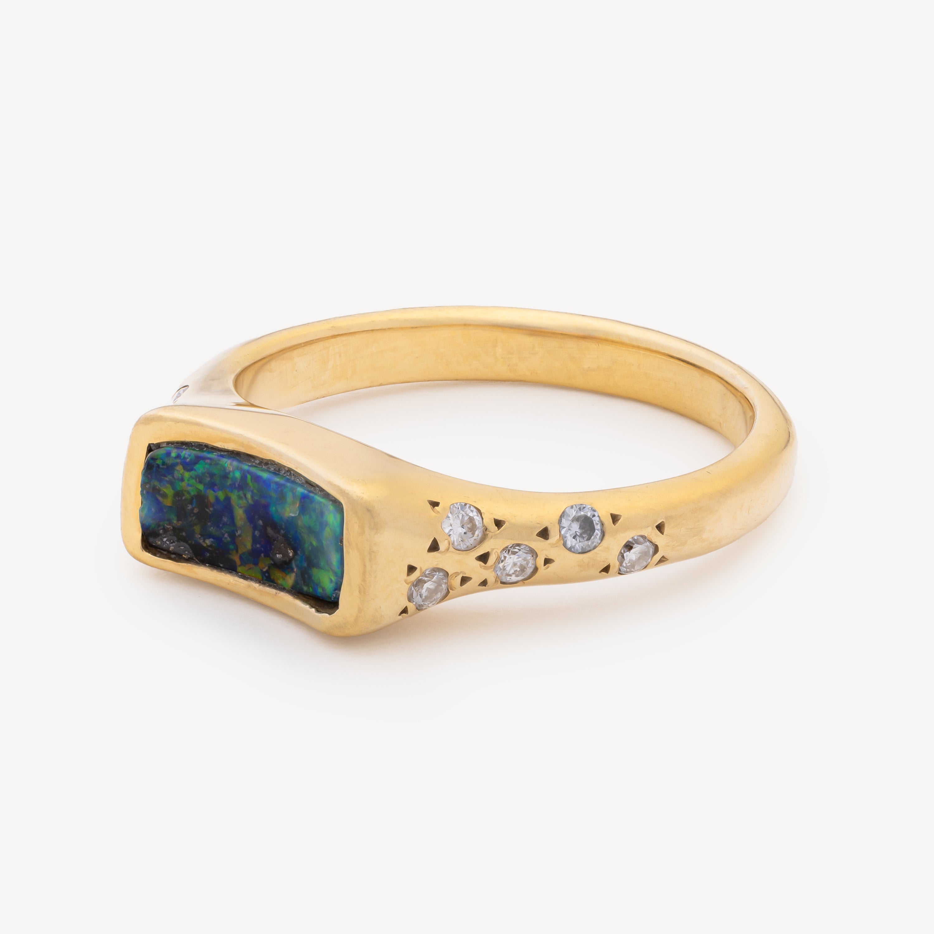 Celeste Curved Opal Diamonds Ring