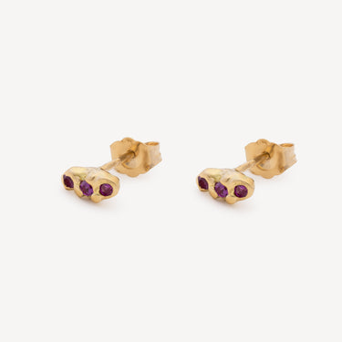 Stud Earrings Ruby Yellow Gold