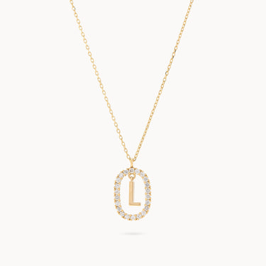 Letter L Diamond and Yellow Gold Necklace