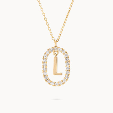 Letter L Diamond and Yellow Gold Necklace