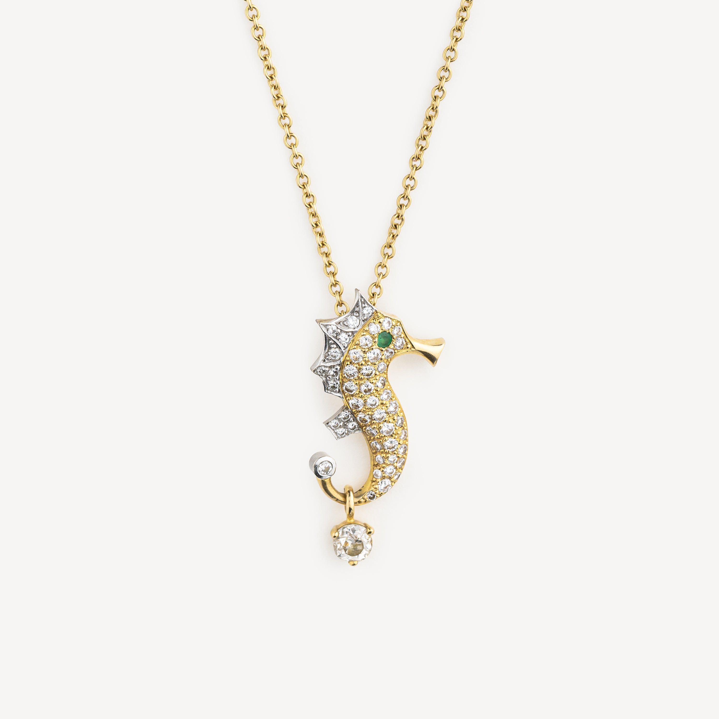 Gold Diamond Seahorse Necklace