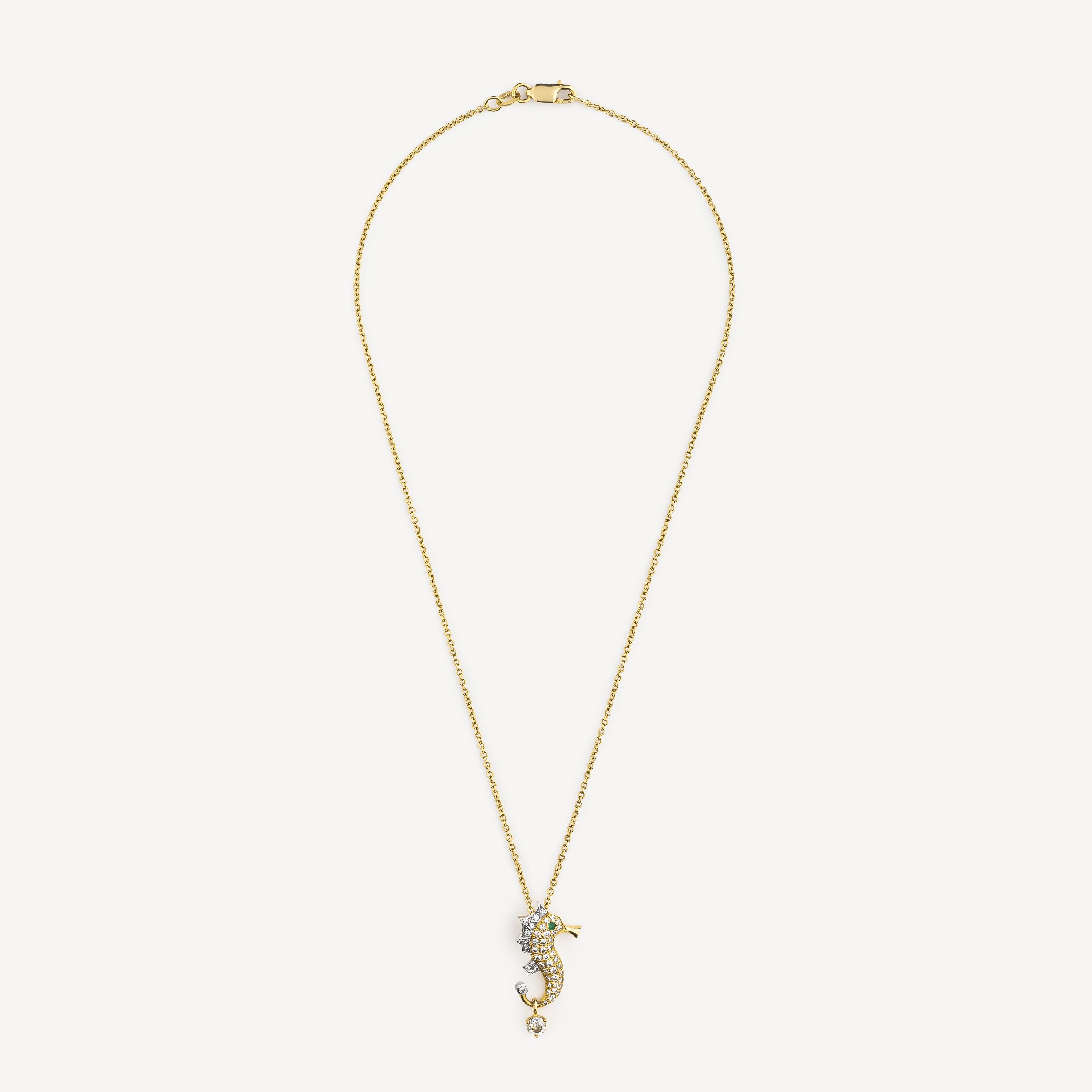 Gold Diamond Seahorse Necklace