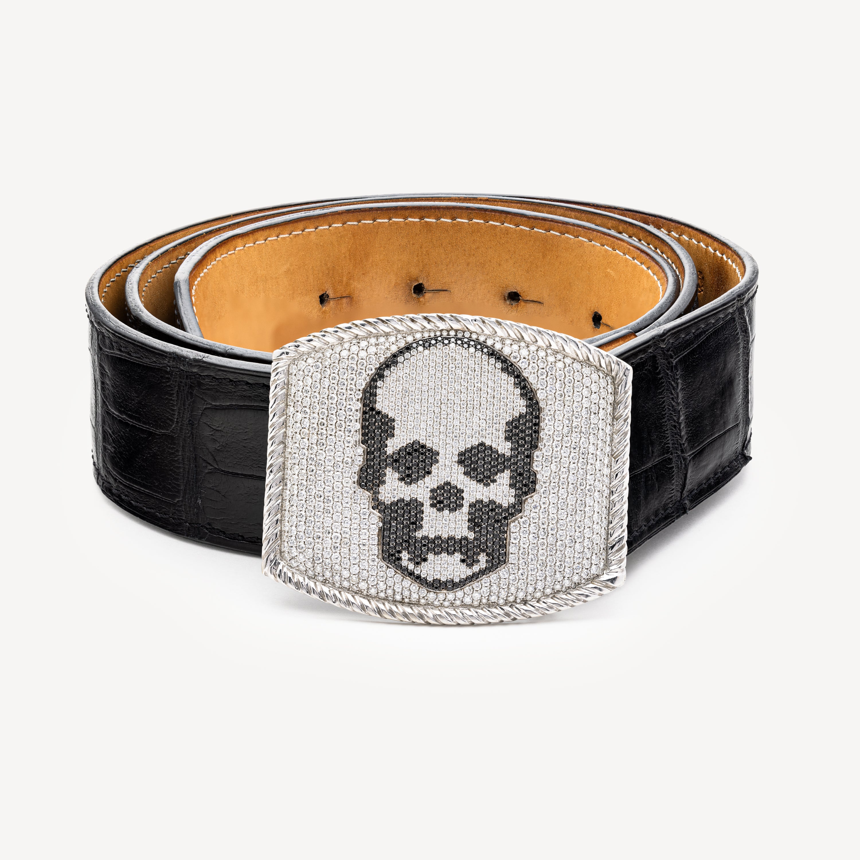 Gold and Diamond Skull Belt