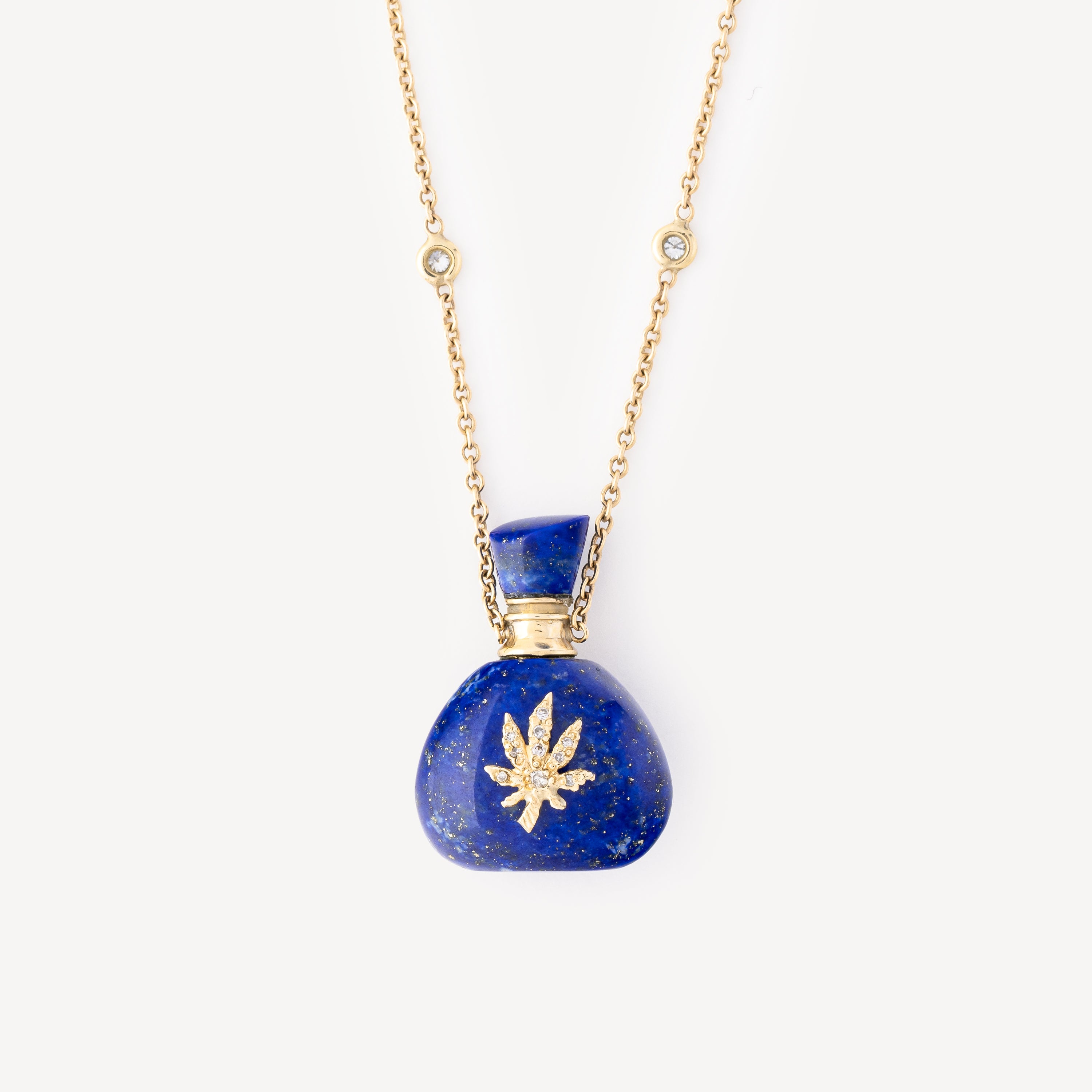 Necklace Sweat Leaf Lapis Potion Bottle