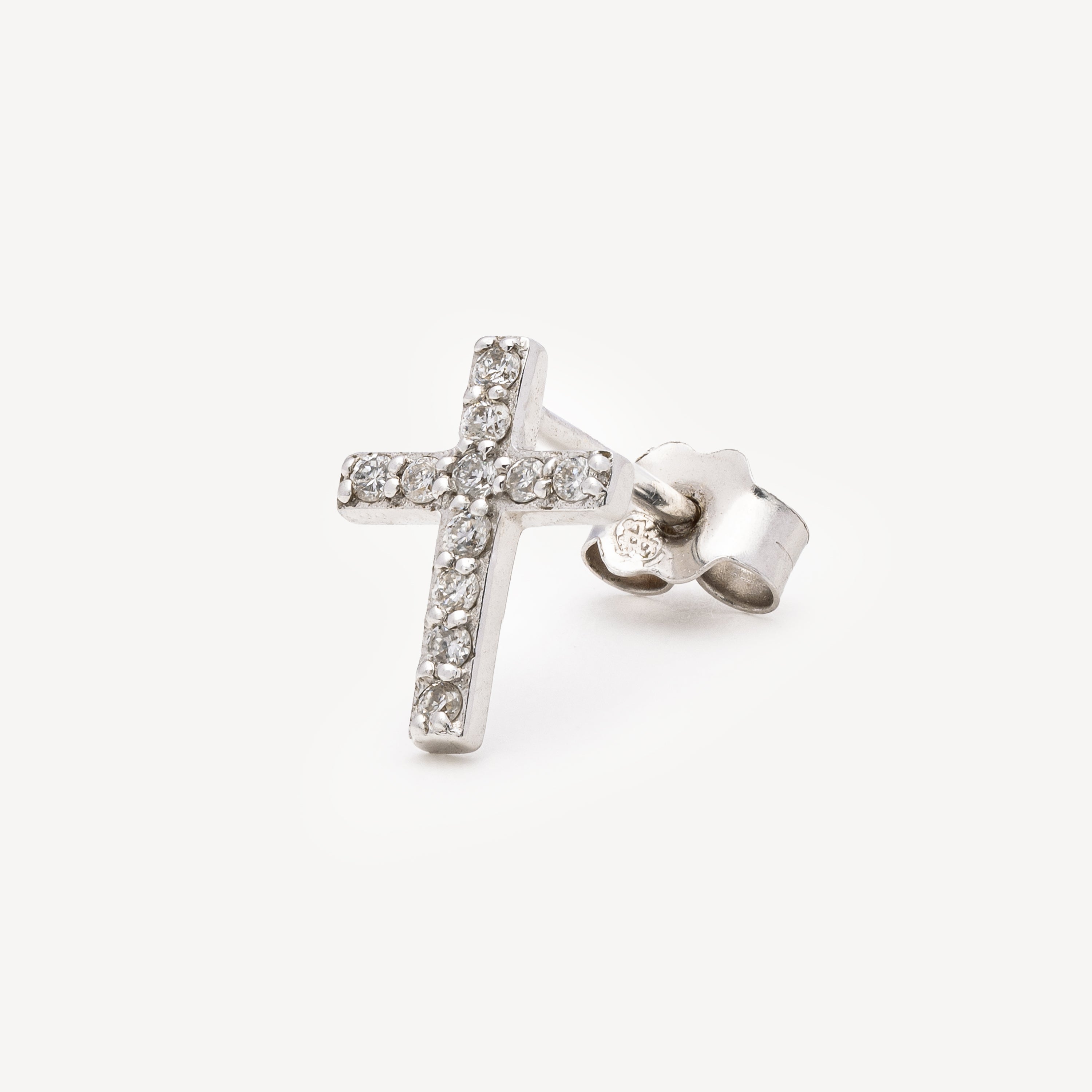 Stud d'Oreille Cross White Gold