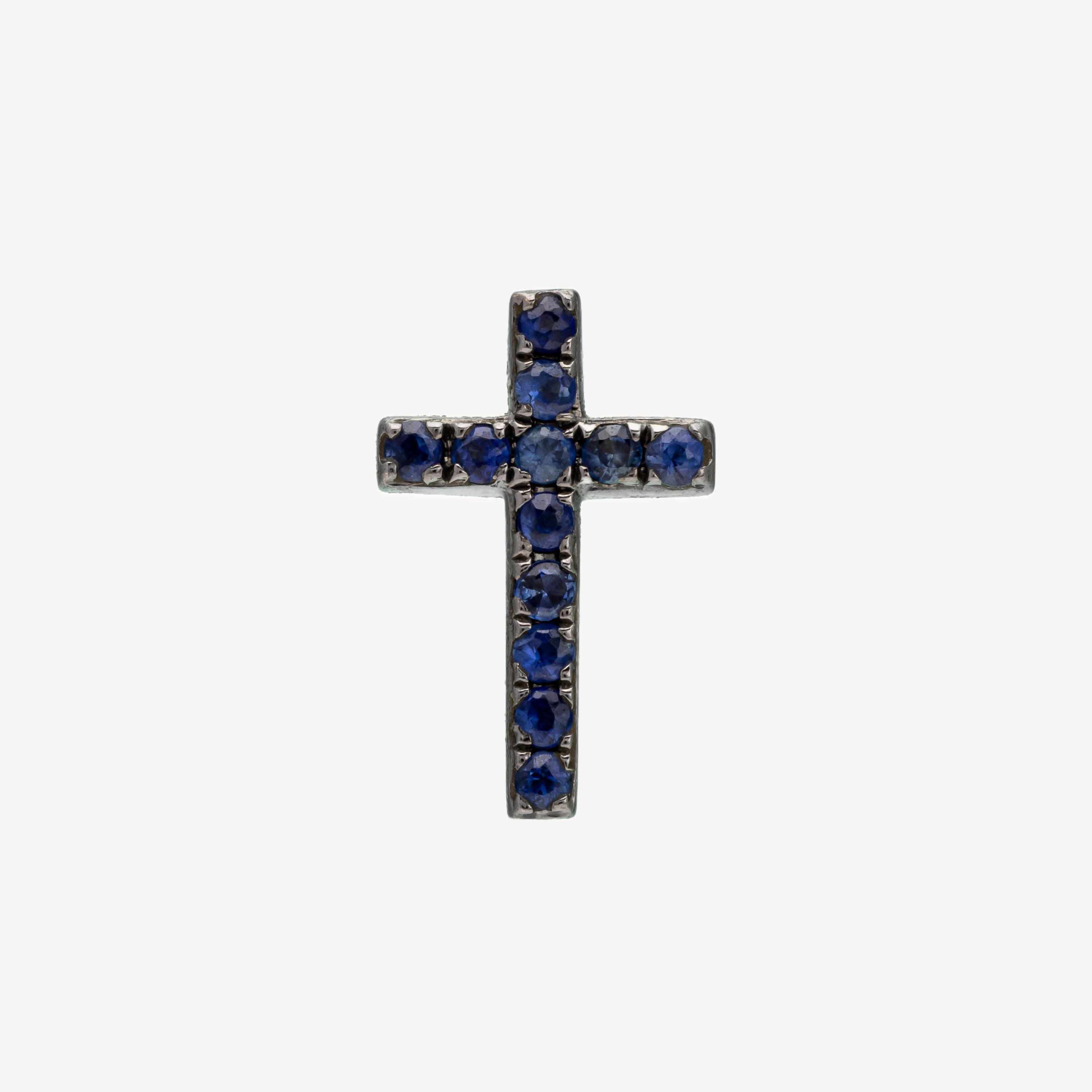 Stud Earrings Cross Black Gold Sapphire