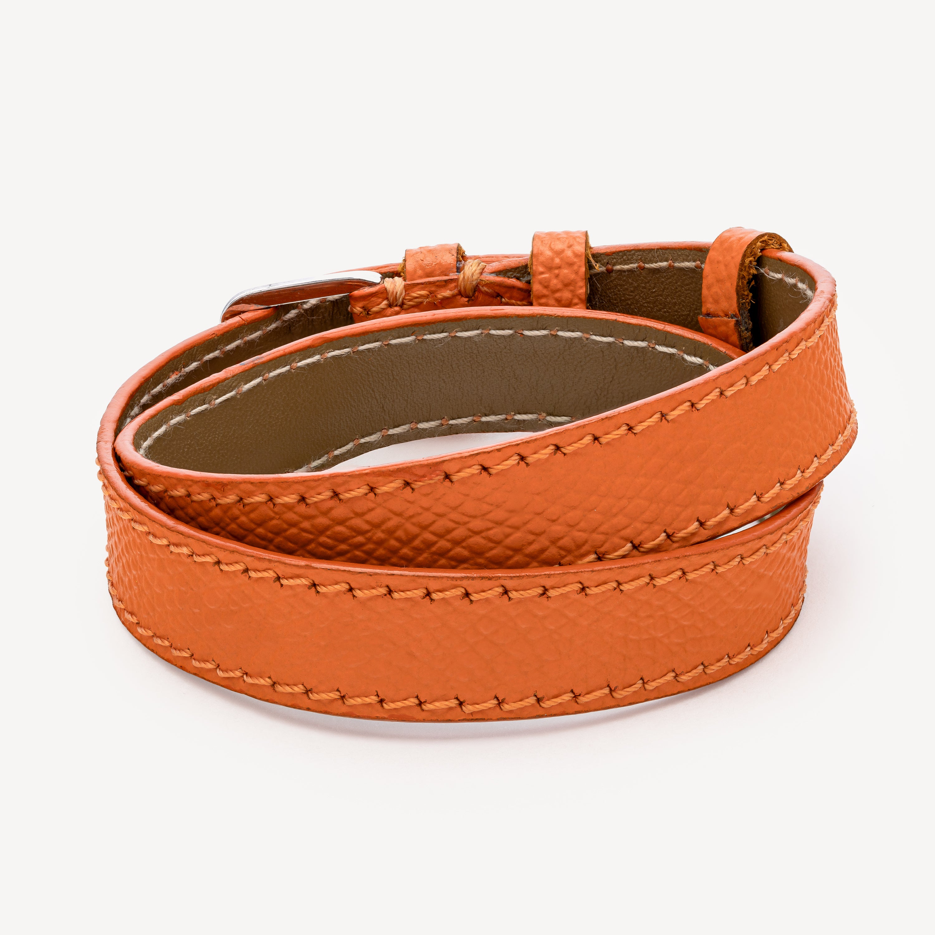 One Diamond Orange Leather Strap