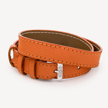 One Diamond Orange Leather Strap