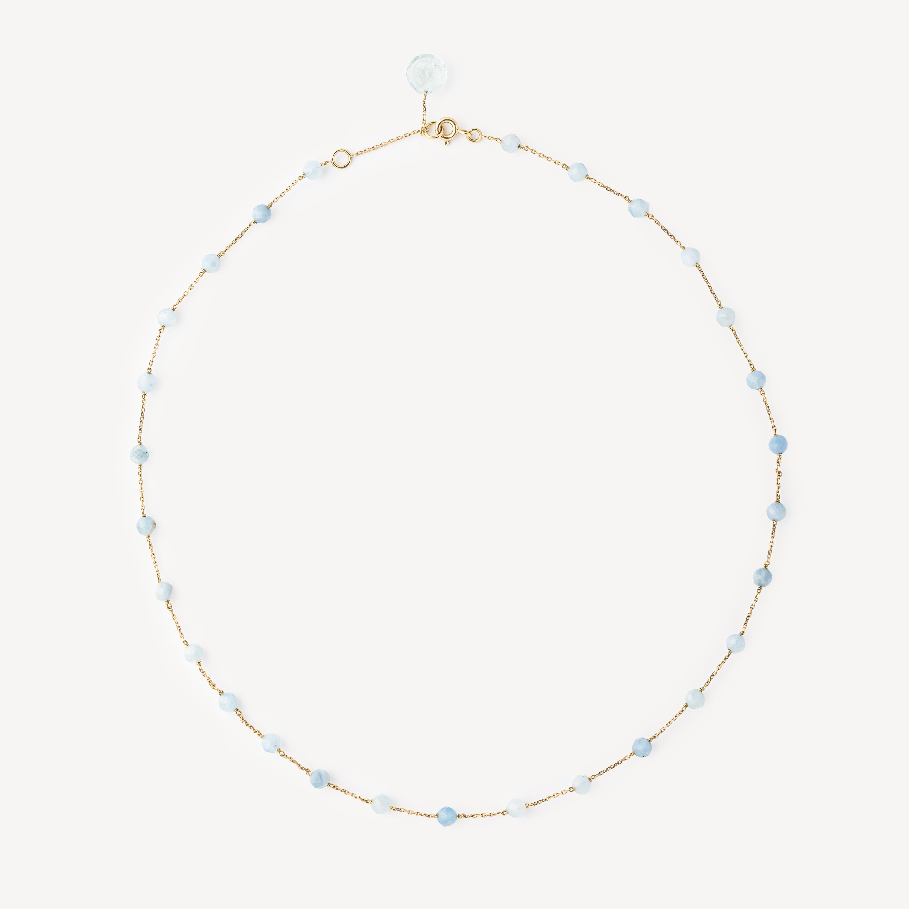 Aquamarine necklace Yellow gold