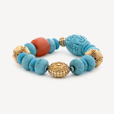 Turquoise and Coral Bracelet