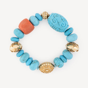 Turquoise and Coral Bracelet