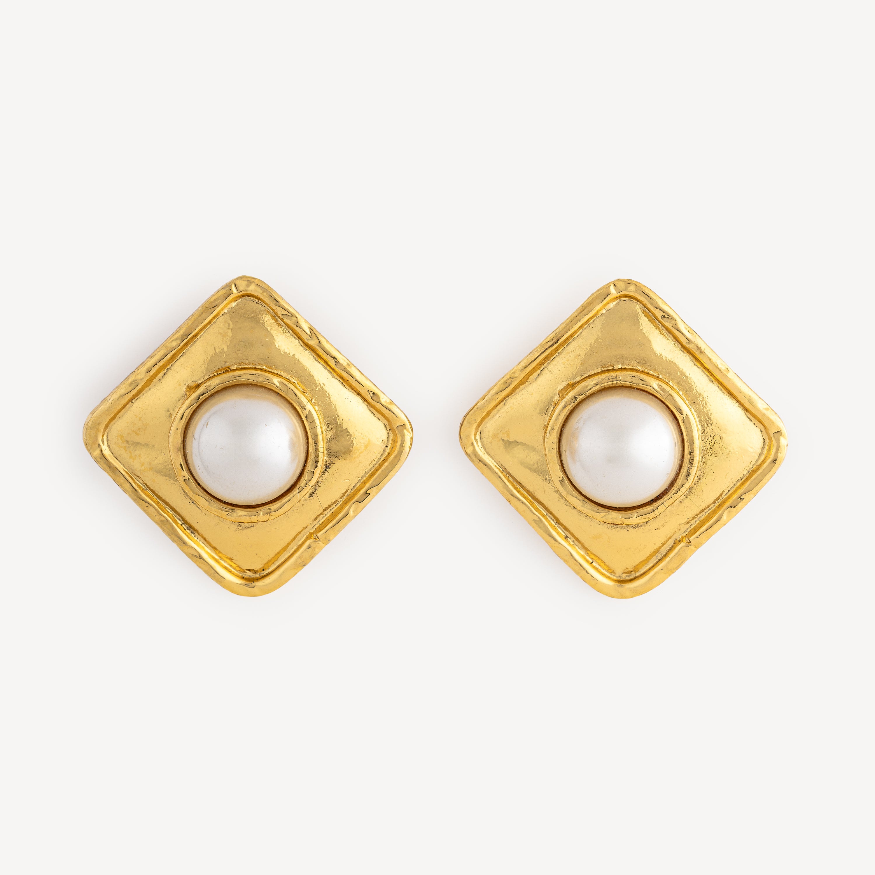 Losange Earrings Gold Pearl