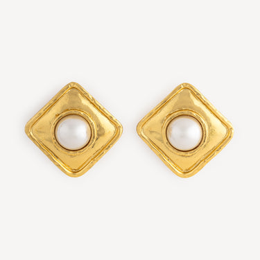 Losange Earrings Gold Pearl