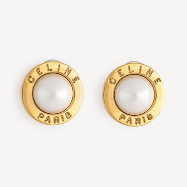 Round Gold Pearl Earrings