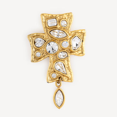 Cross and Strass Brooch