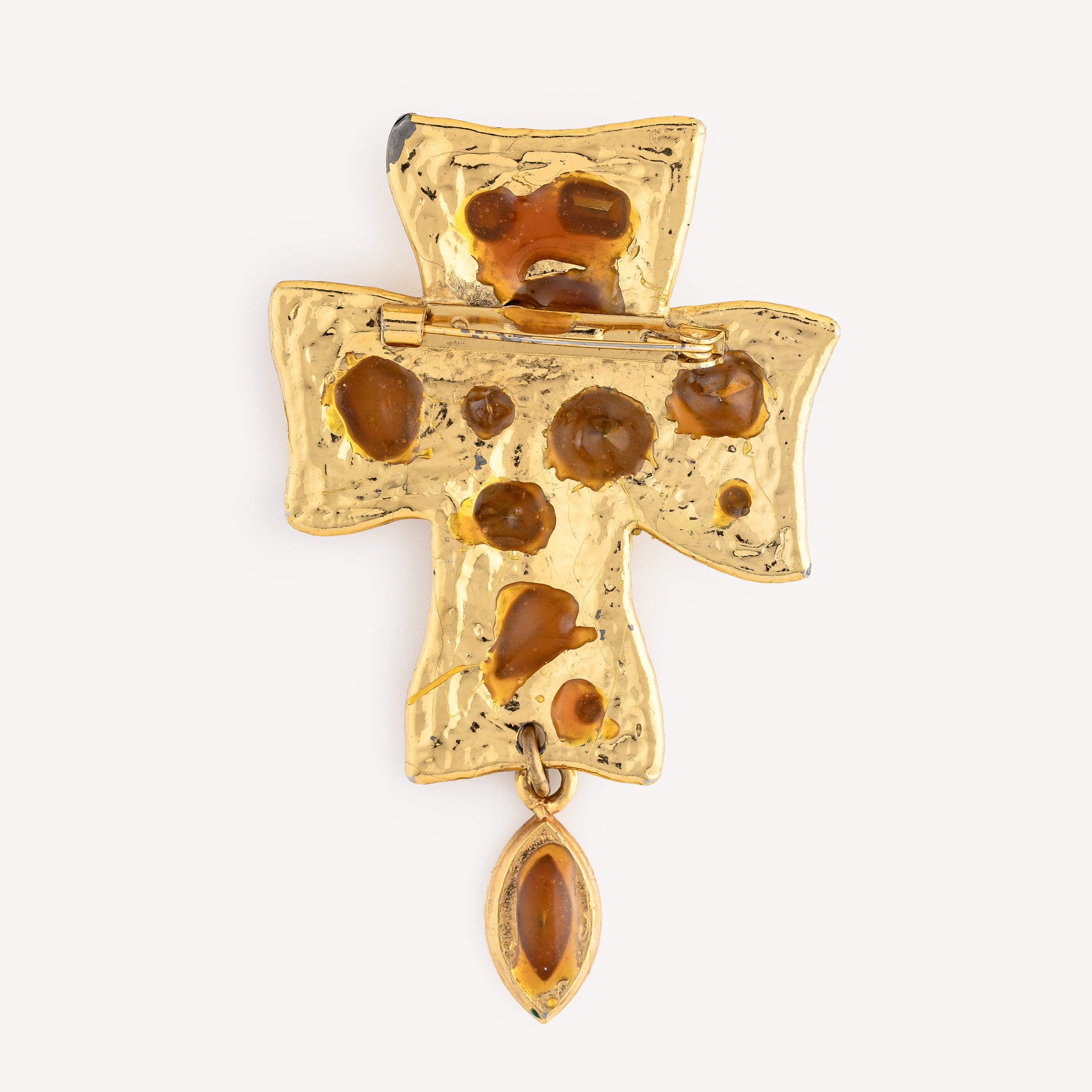 Cross and Strass Brooch