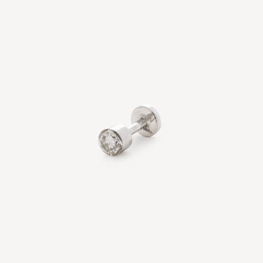 Stud d'Oreille Tube Diamant Or Blanc