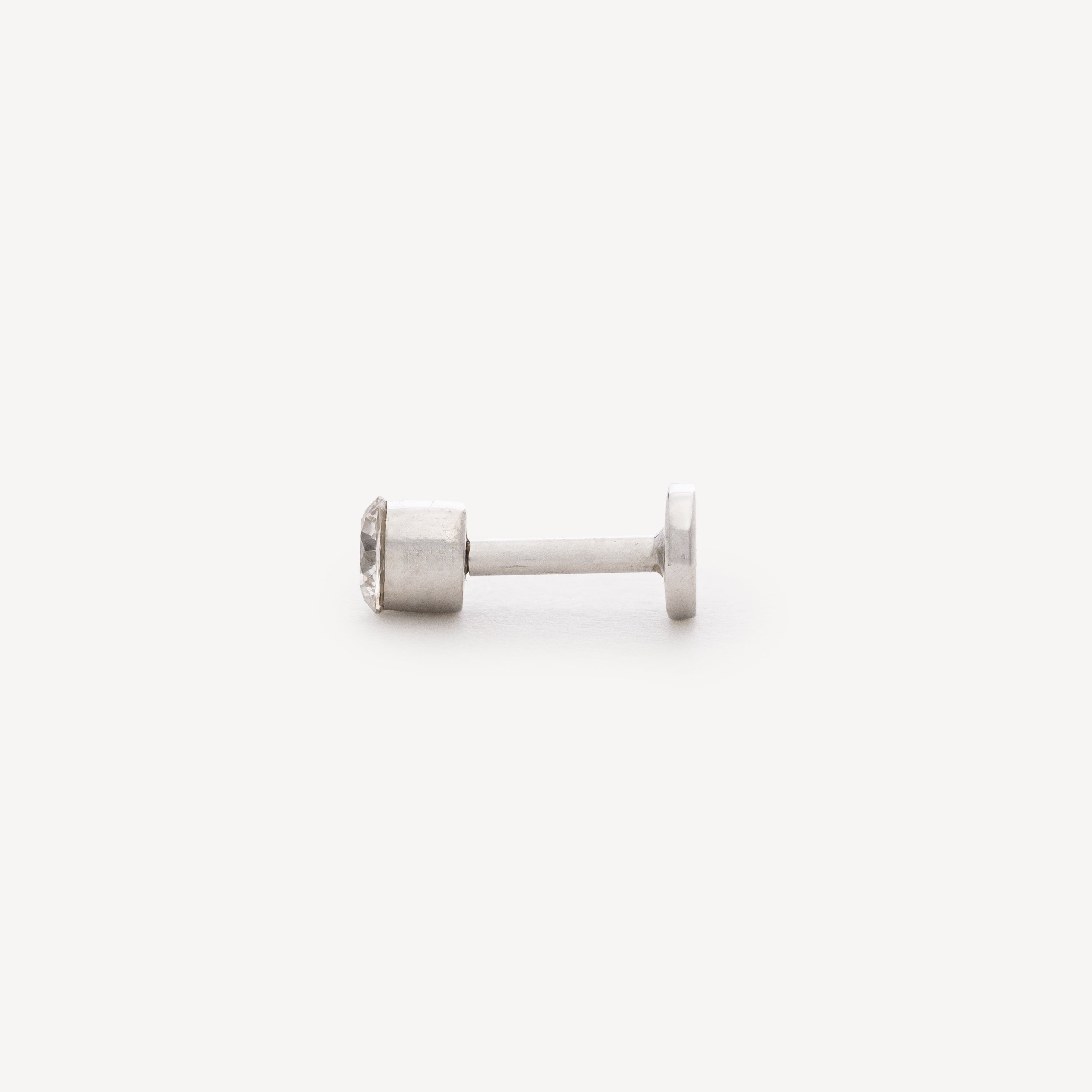 Stud d'Oreille Tube Diamant Or Blanc