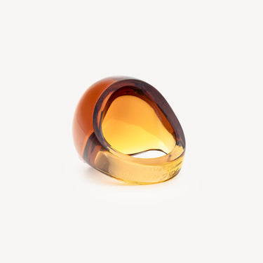 Cabochon Crystal Amber Ring