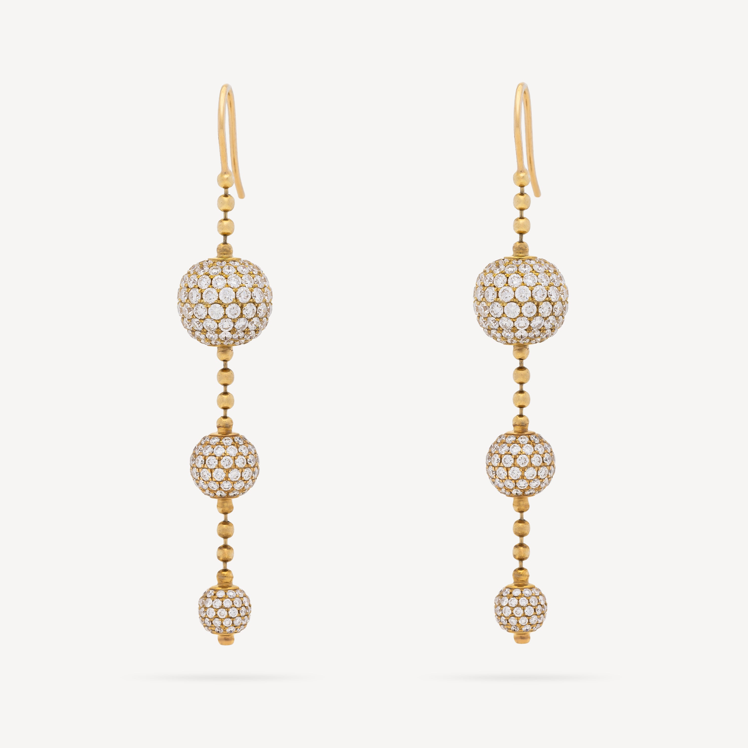 Beads Pendant Earrings Yellow Gold