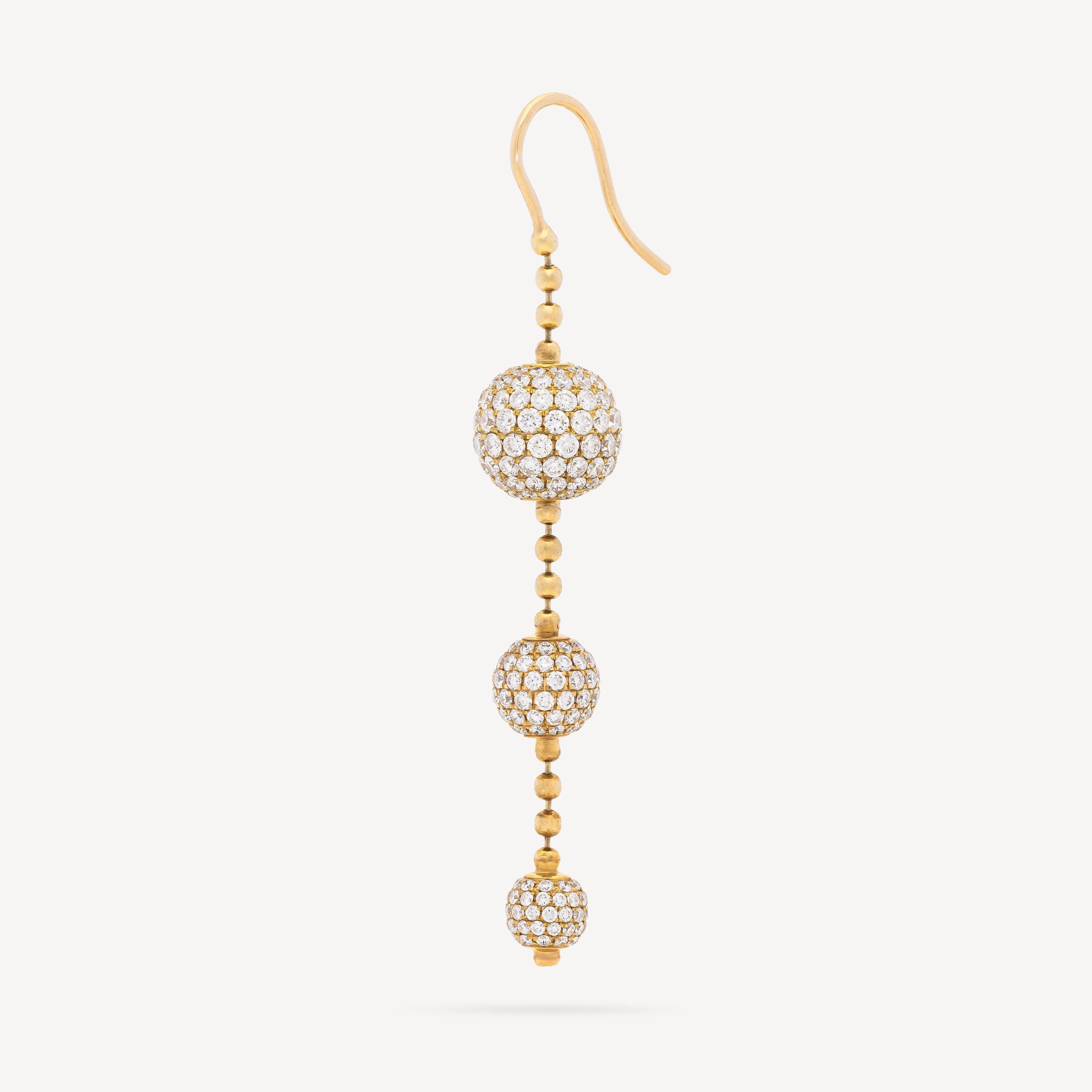 Beads Pendant Earrings Yellow Gold