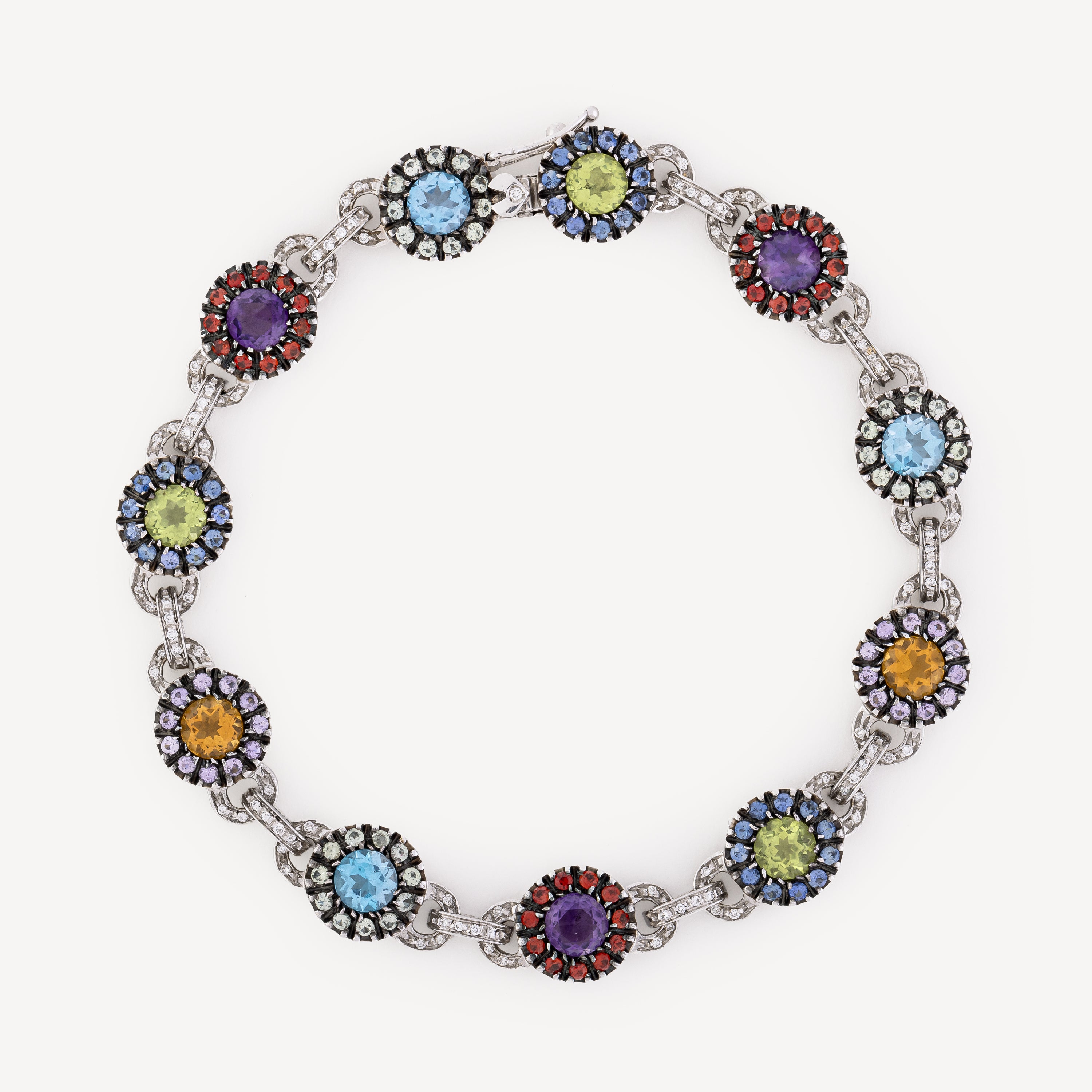 Multicolor Gold Diamond and Sapphire Bracelet