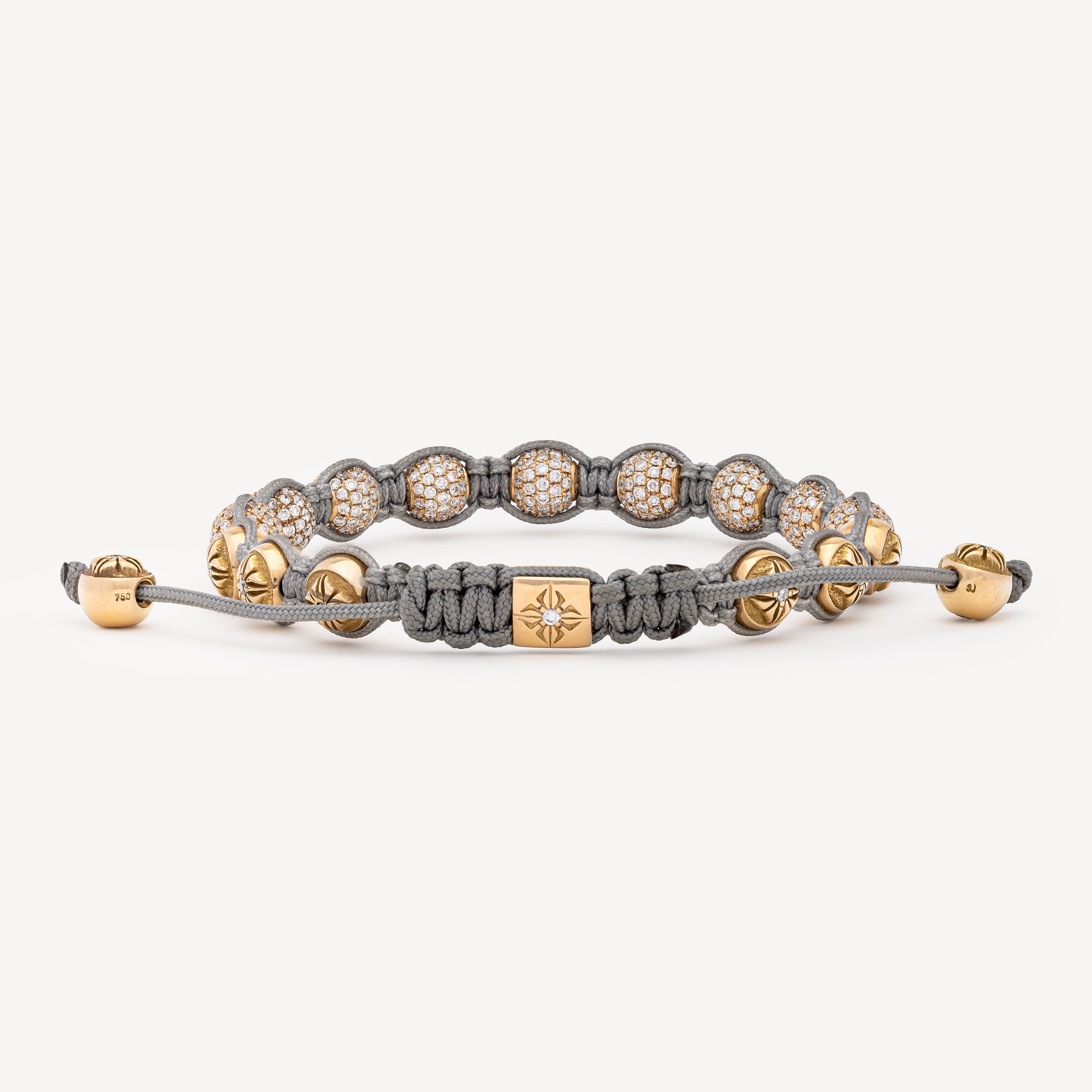 Braided Grey Bracelet Rose Gold Diamonds