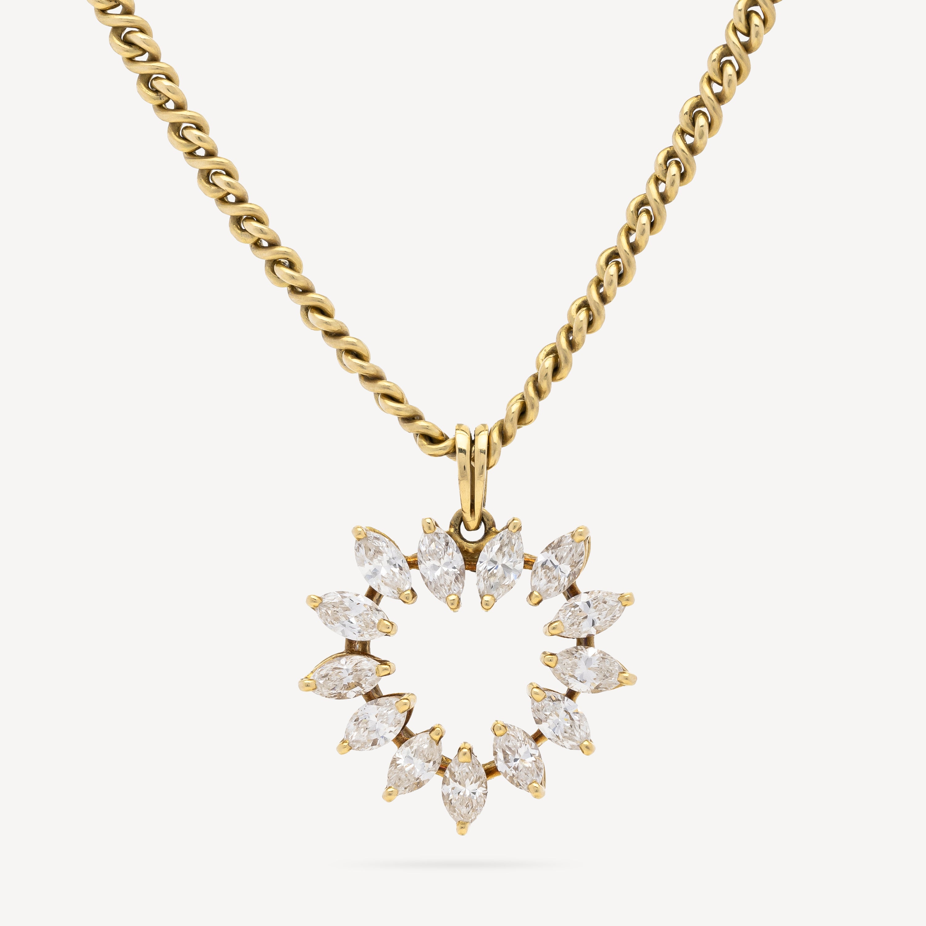 Marquise Diamonds Heart Pendant Necklace