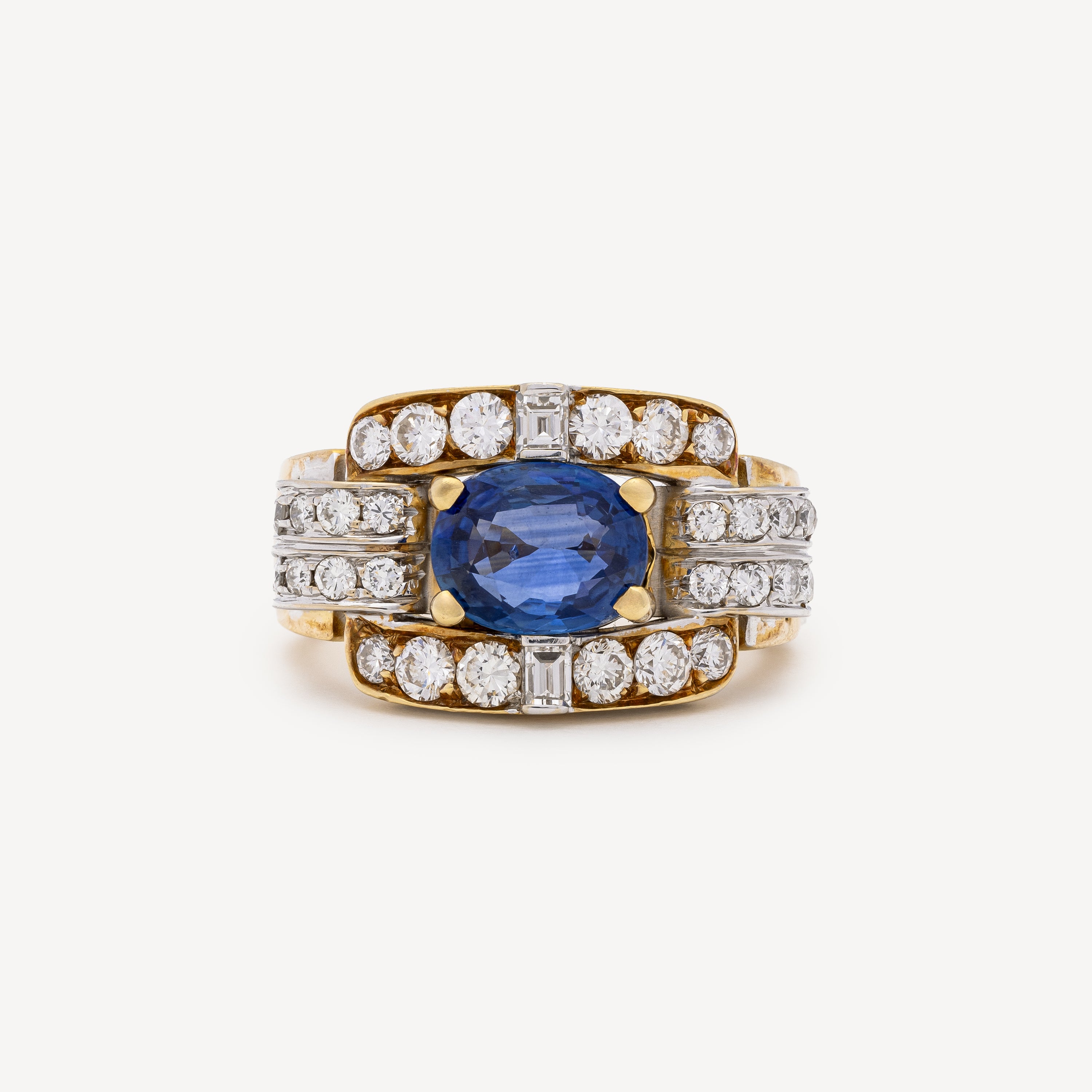 Vintage Diamonds and Sapphire Ring