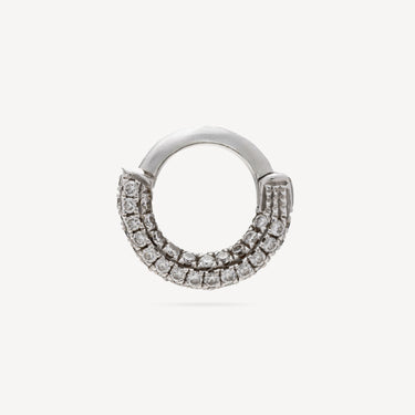 Hoop Double Row Diamonds White Gold