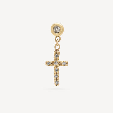 Yellow Gold Diamond Cross Earring